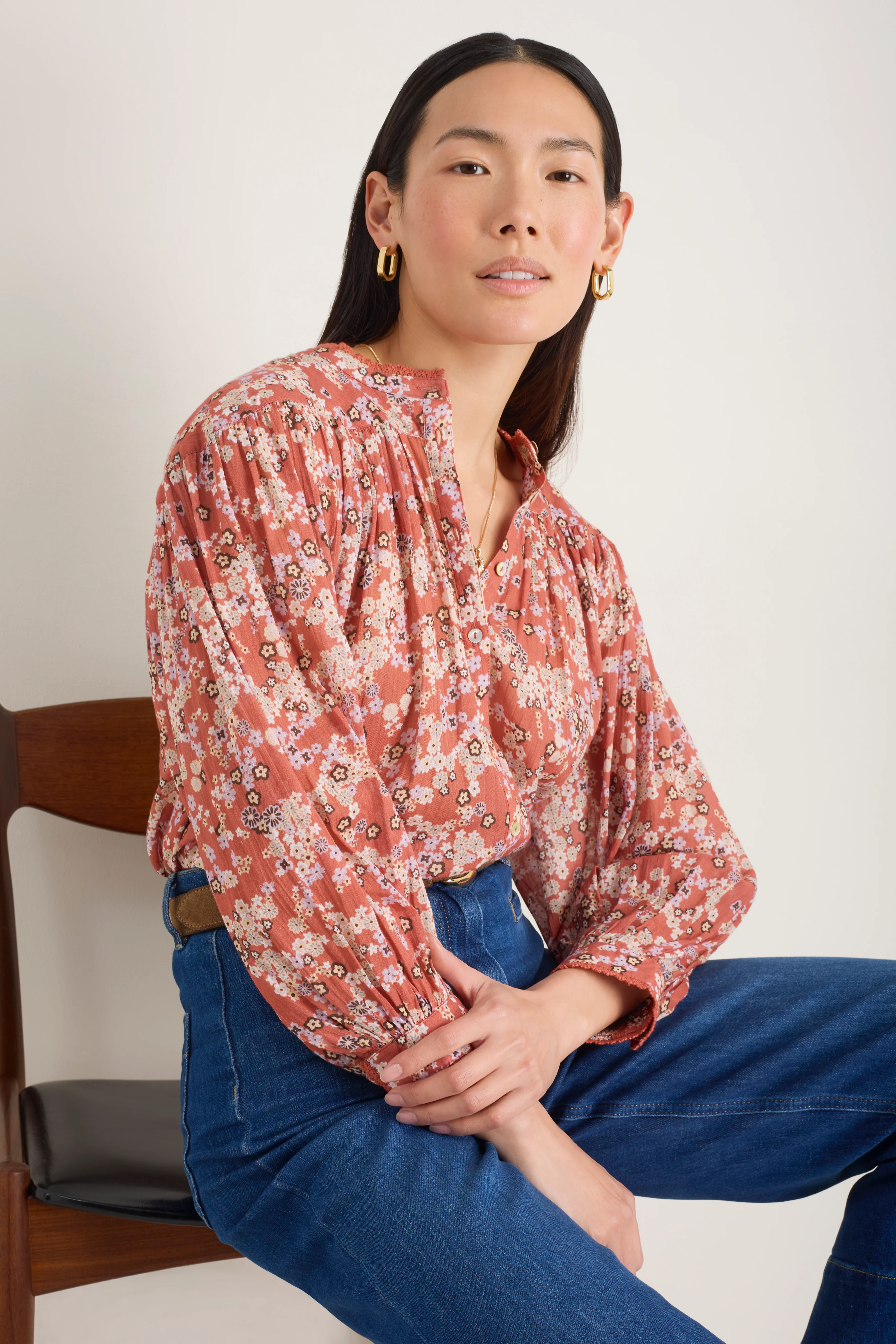 Nova Blouse - Warm Clay Layered Ditsy - Image 7