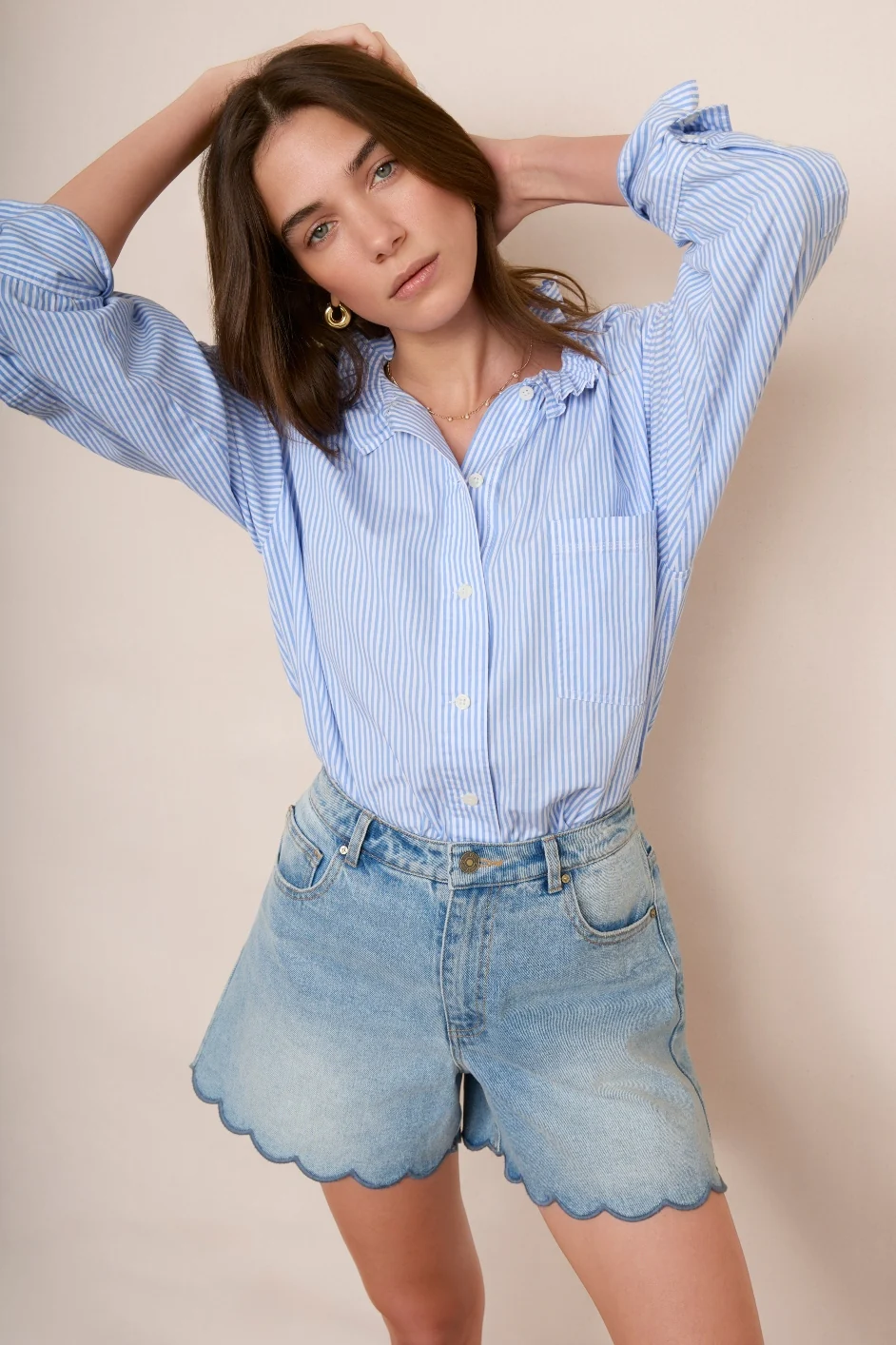 Odette Blouse - Blue/Ivory - Image 4