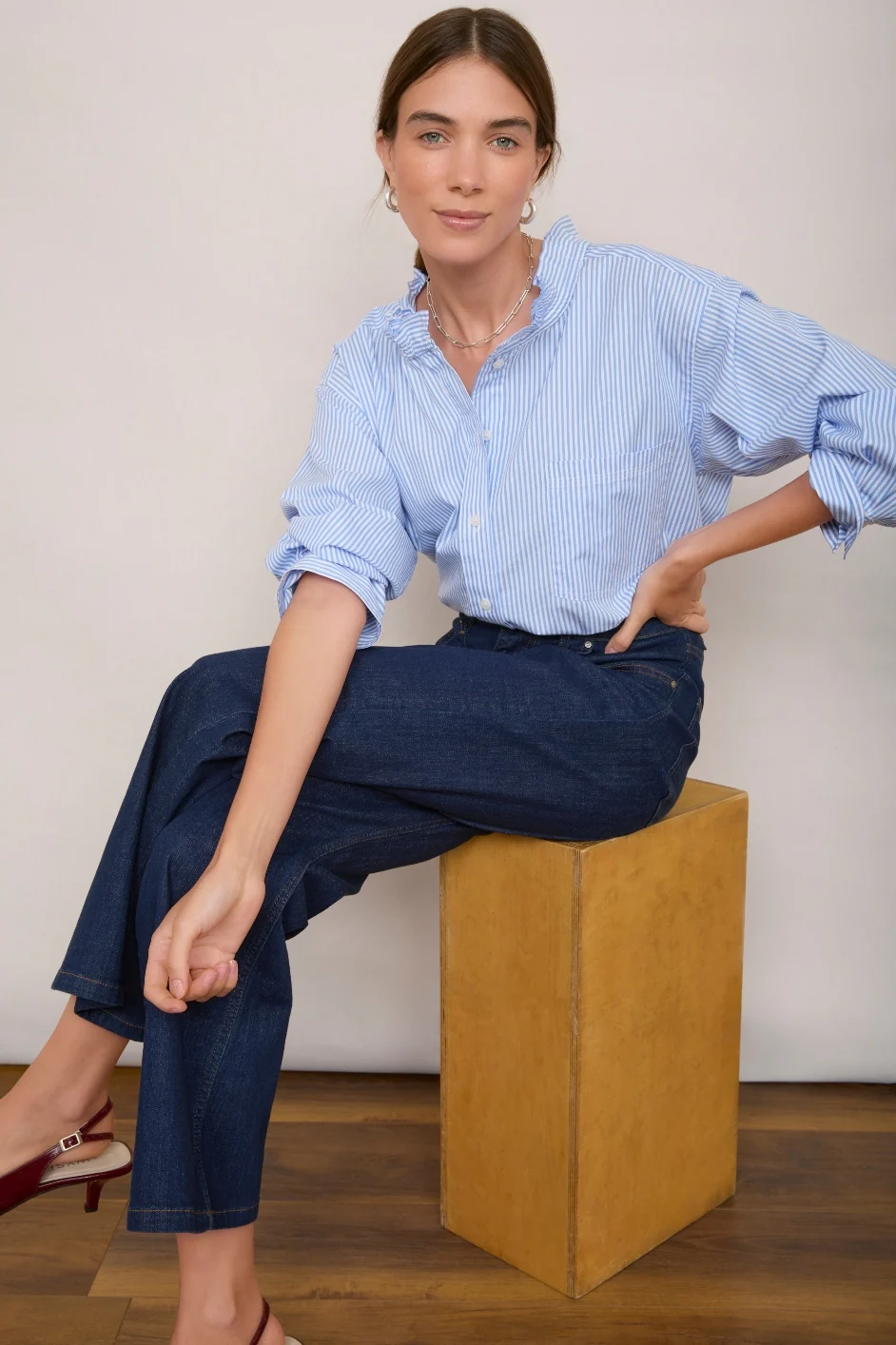 Odette Blouse - Blue/Ivory - Image 6