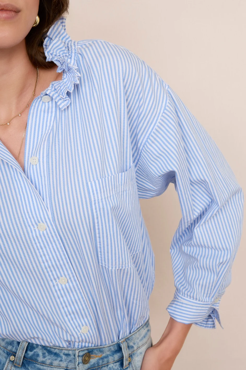 Odette Blouse - Blue/Ivory - Image 8