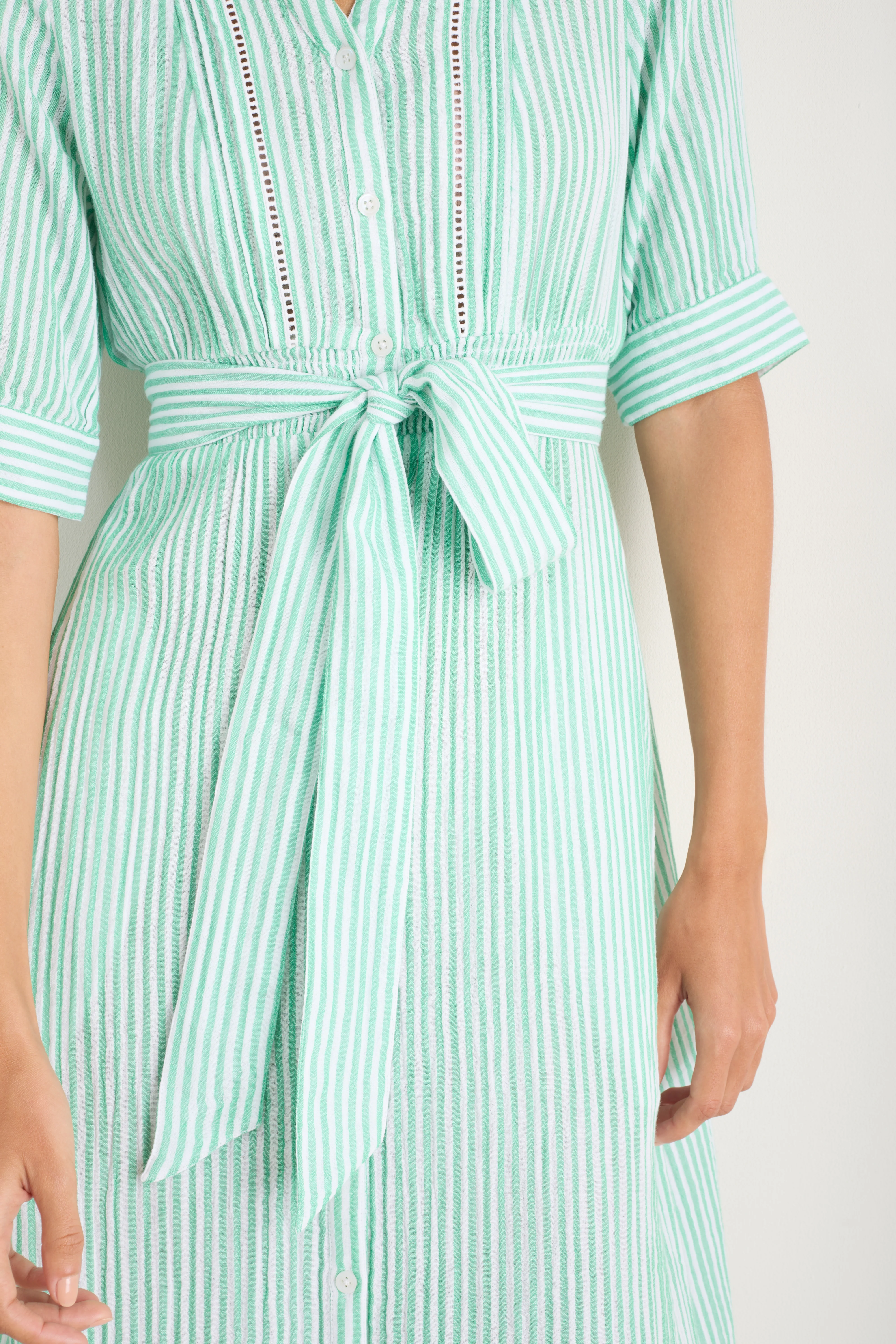 Otti Midi Dress - Jade Green/White Stripe - Image 6
