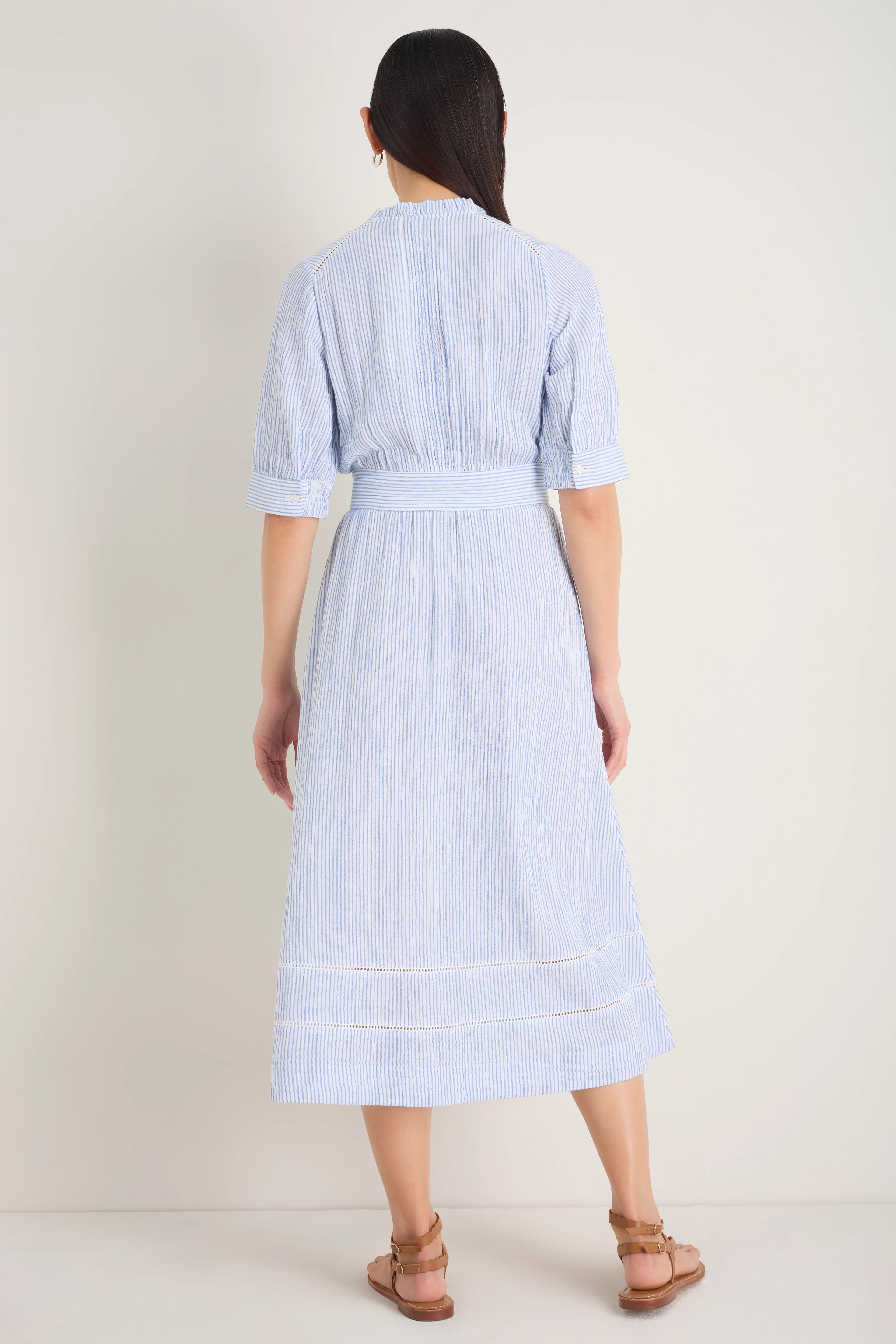 Otti Midi Dress - Sky Blue/White Stripe - Image 3