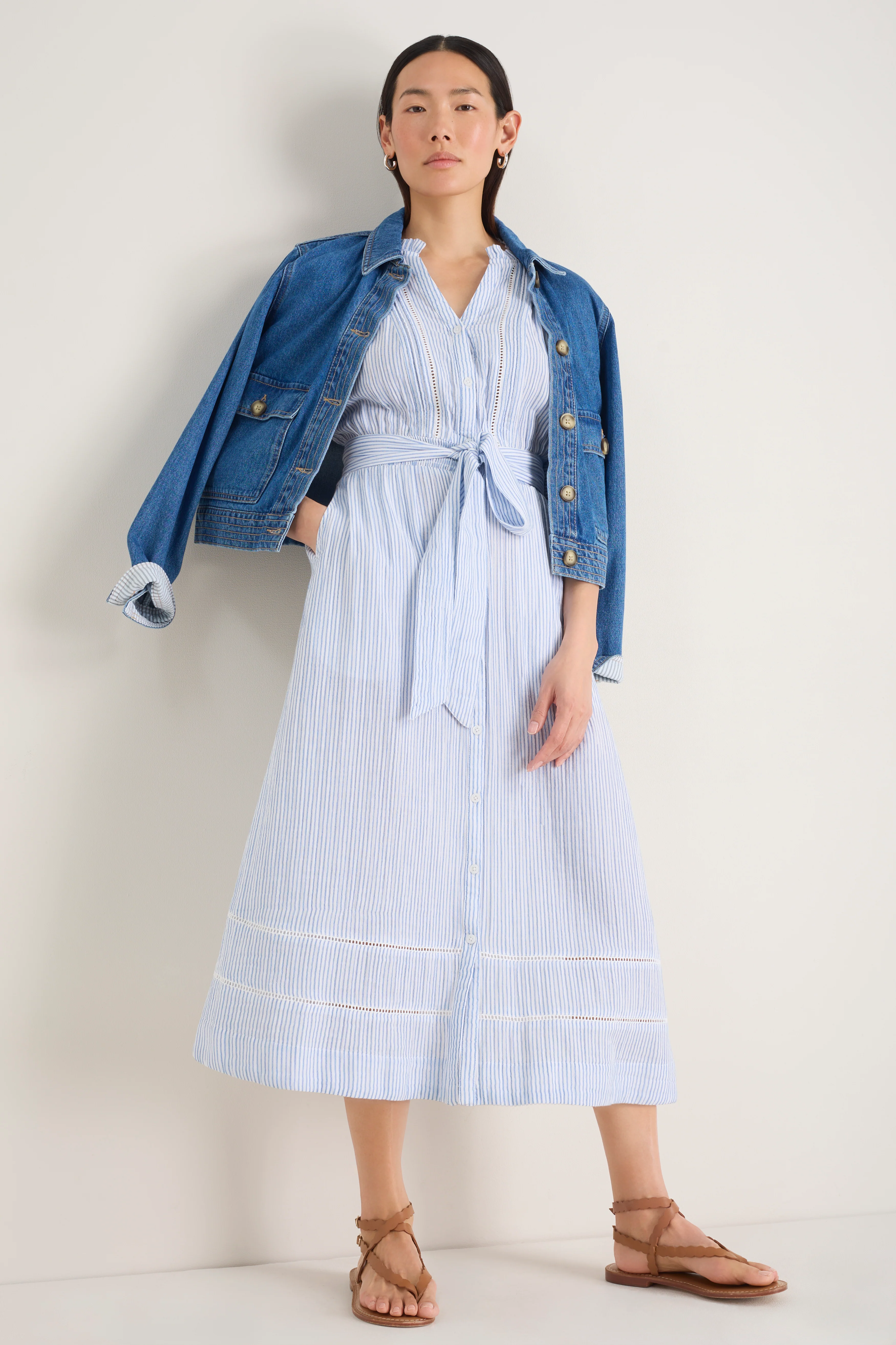 Otti Midi Dress - Sky Blue/White Stripe - Image 4
