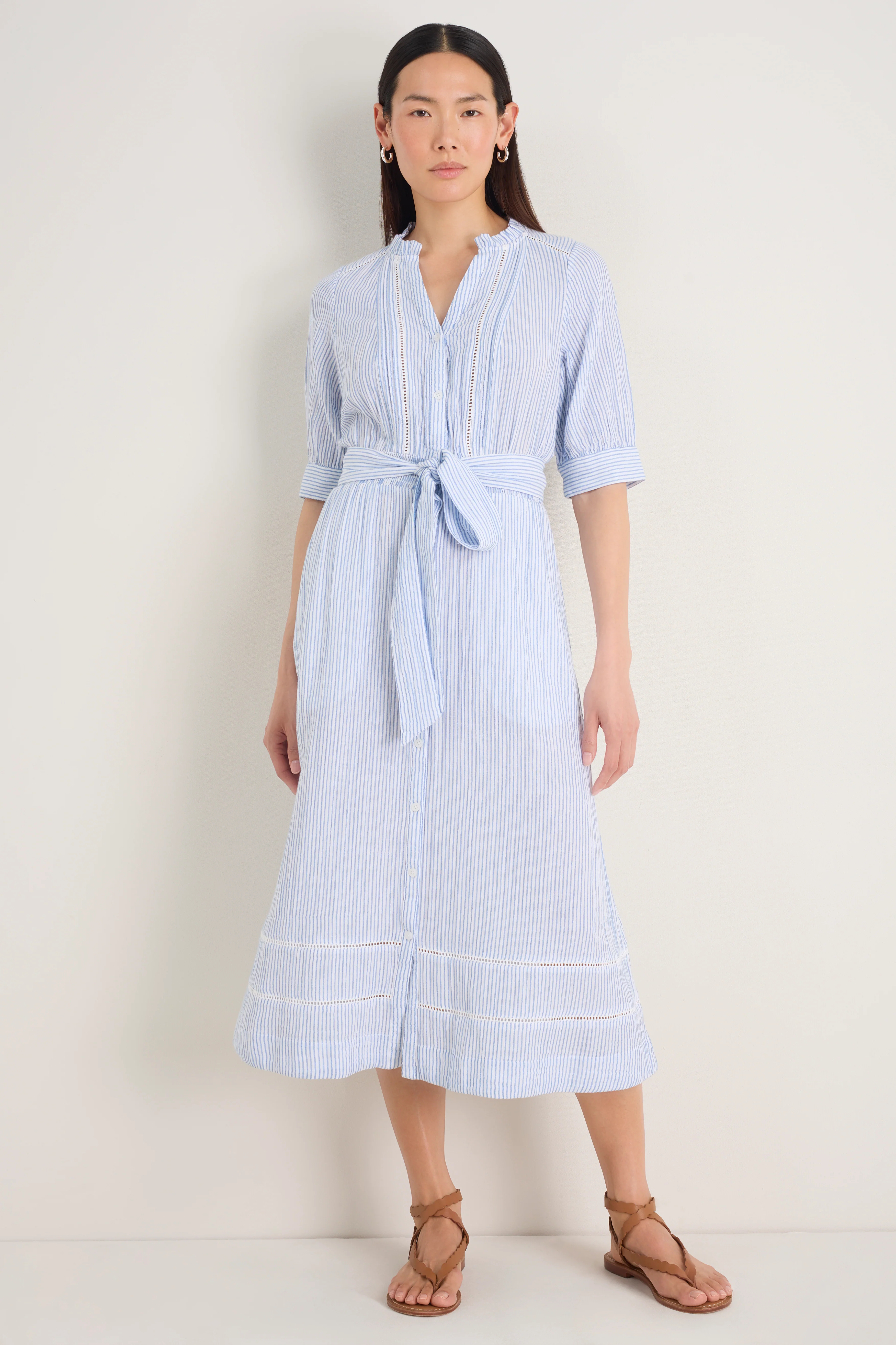 Otti Midi Dress - Sky Blue/White Stripe - Image 5