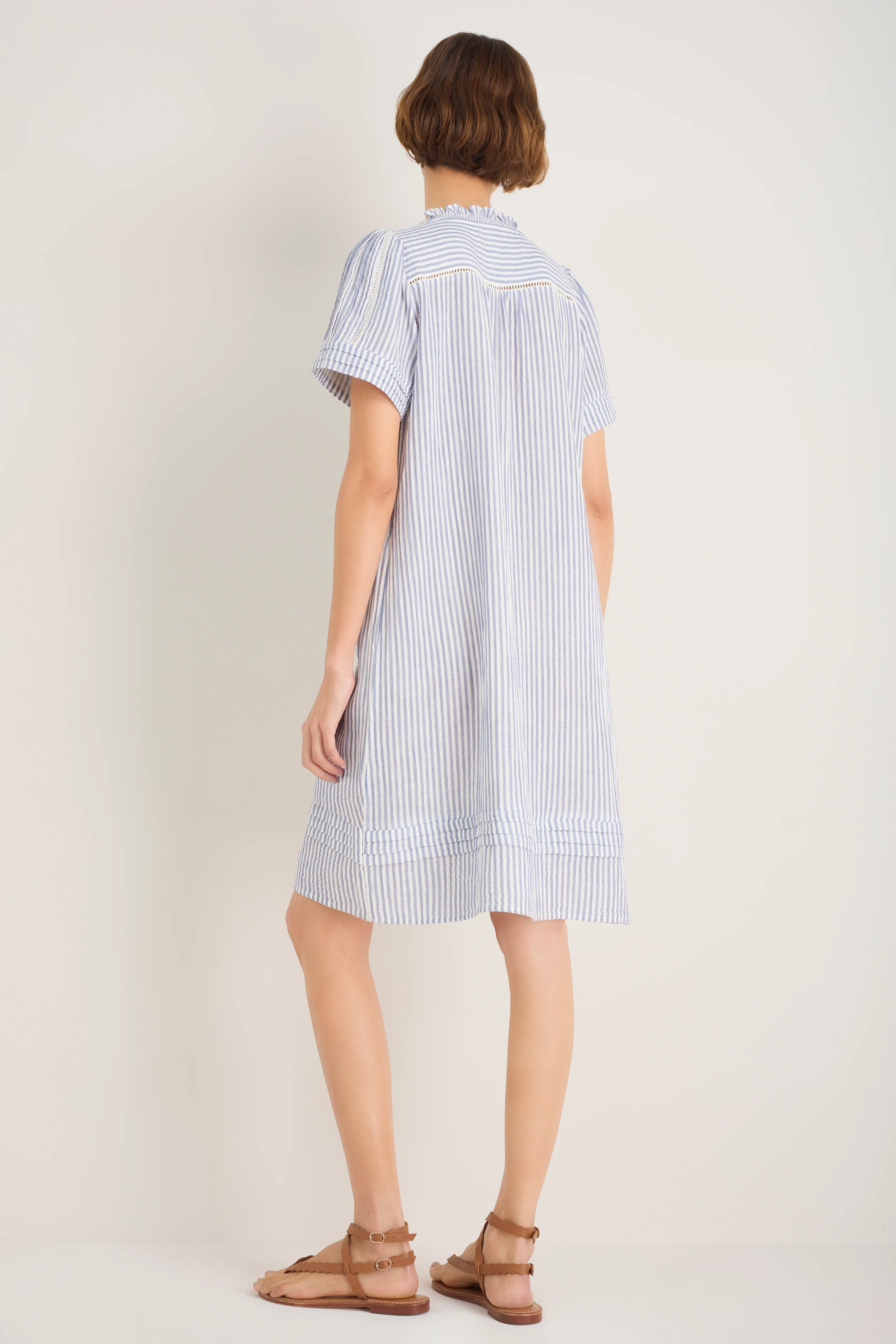 Otti Short Dress - Blue/Ivory Stripe - Image 3
