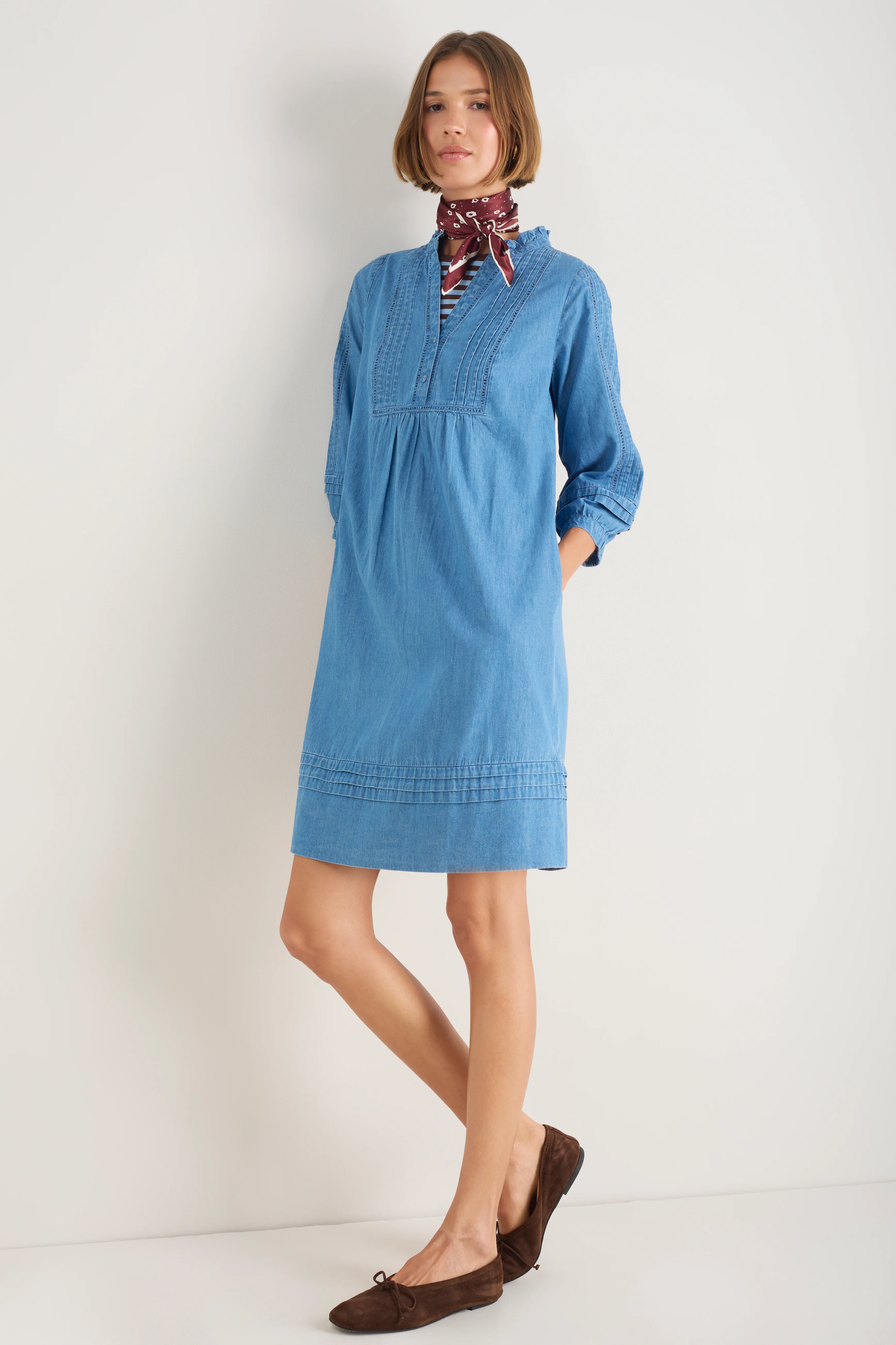 Otti Short Dress - Chambray - Image 5