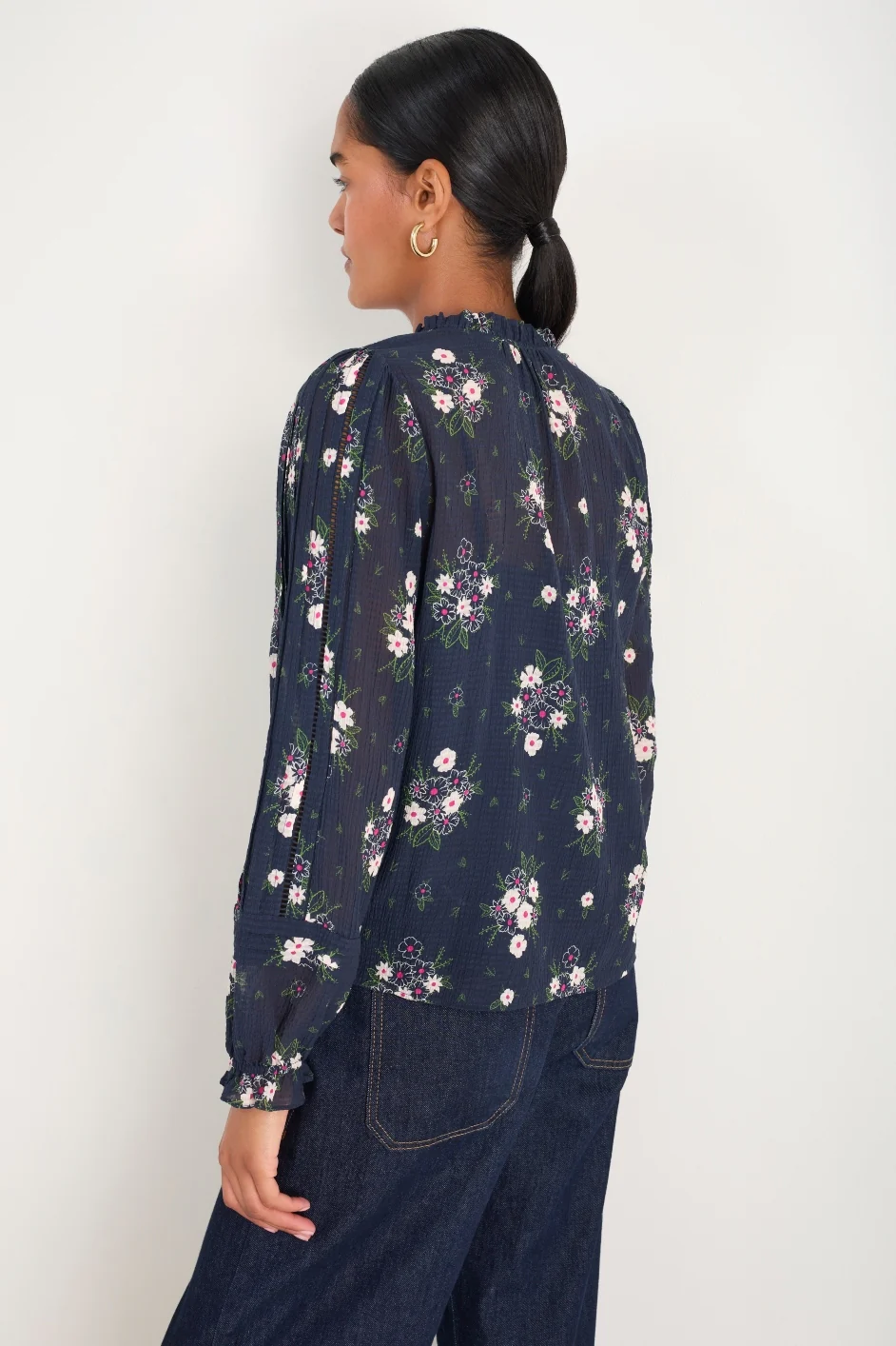 Otti Silk Blend Blouse - Midnight Spaced Floral - Image 3
