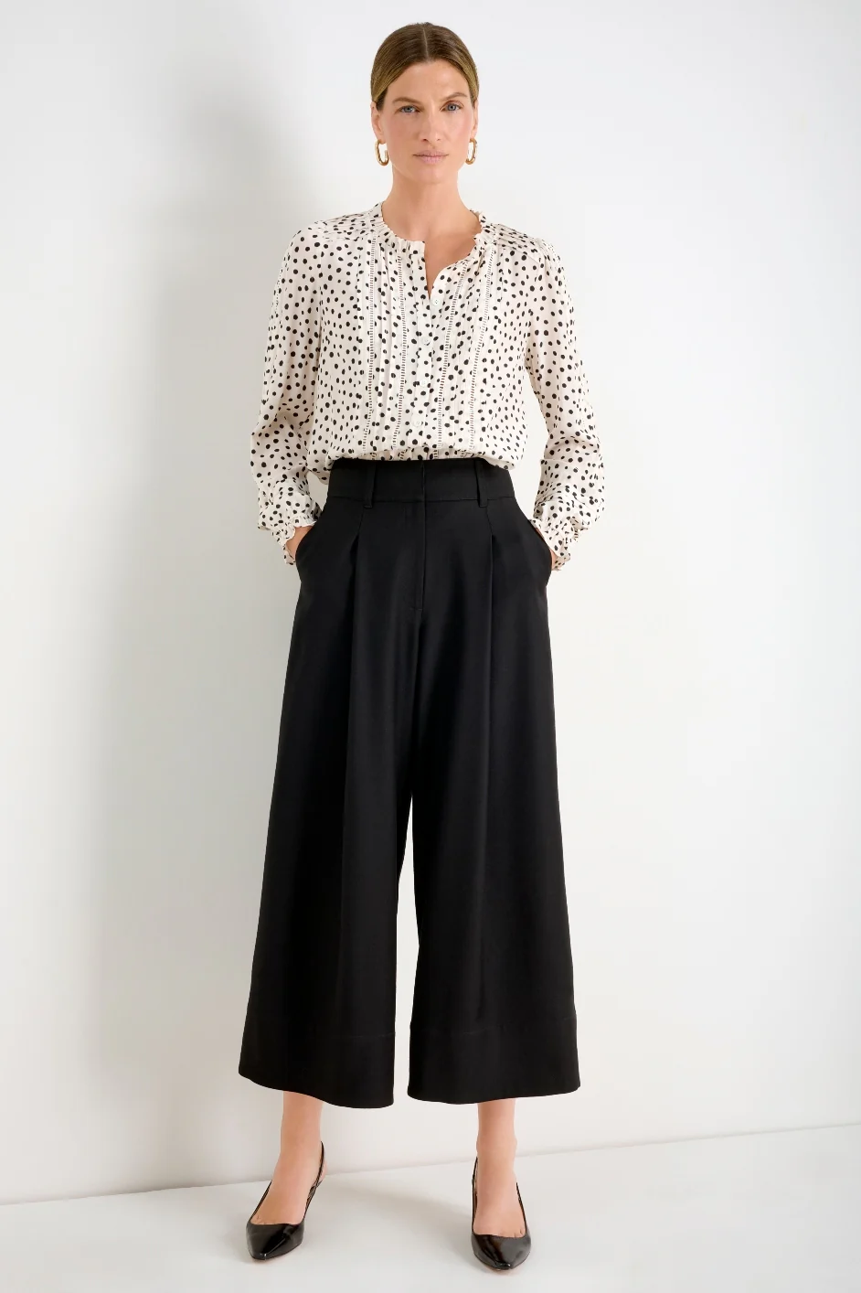 Otti Silk Blouse - Ivory Inky Spot - Image 3