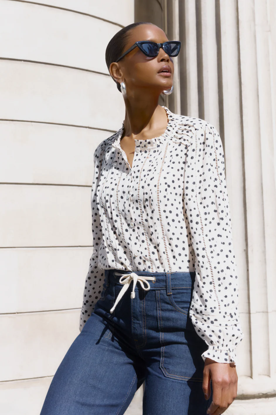 Otti Silk Blouse - Ivory Inky Spot - Image 5