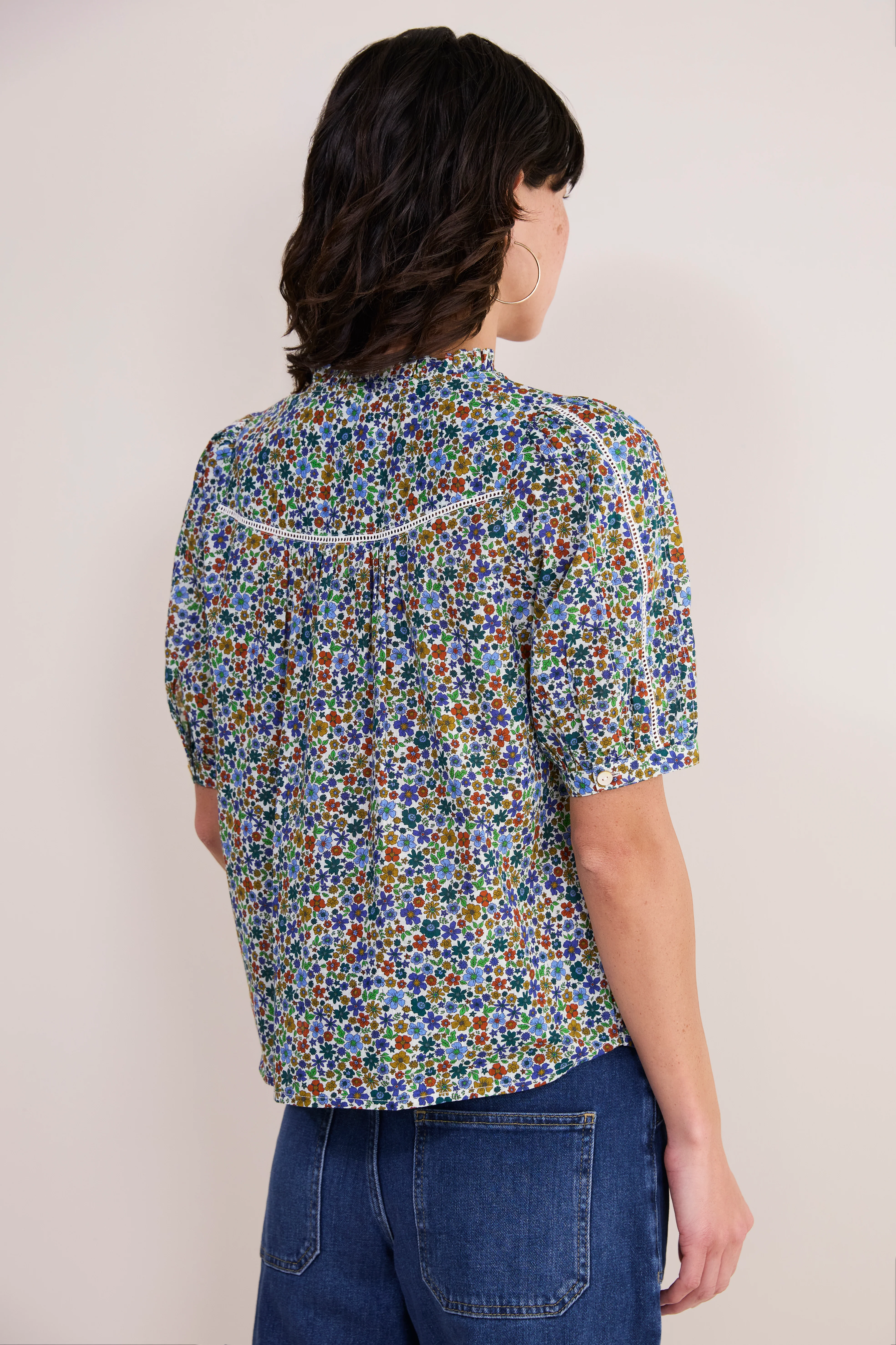 Pansy Pintuck Blouse - Multi Meadow Garden - Image 4