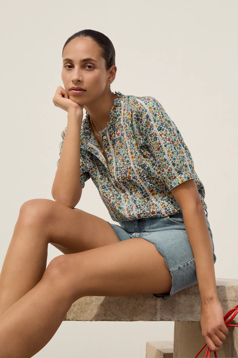 Pansy Pintuck Blouse - Multi Meadow Garden - Image 9