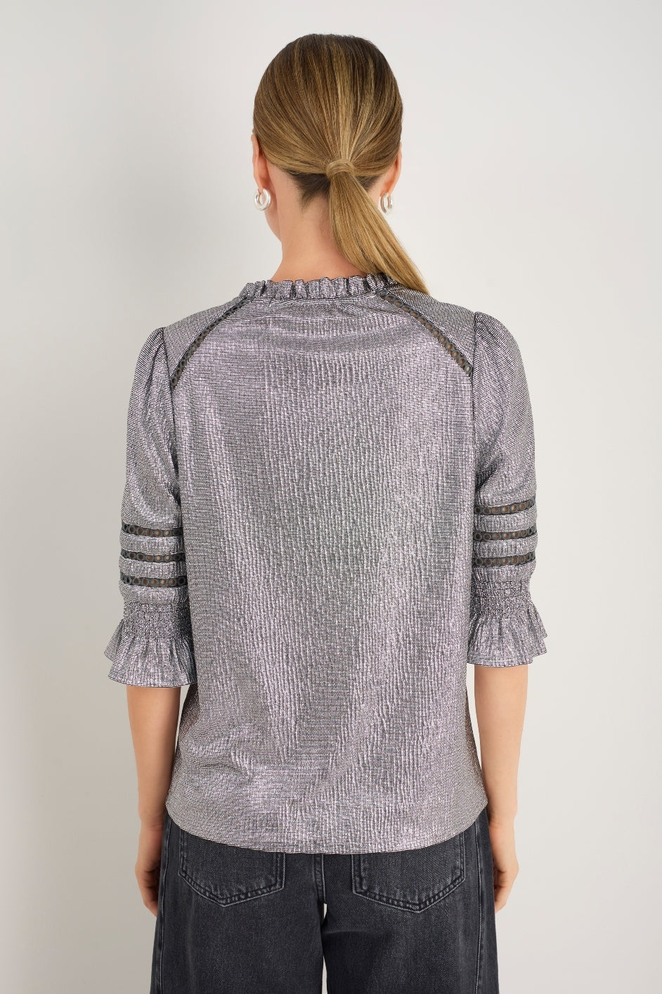 Parker Metallic Blouse - Pewter - Image 7