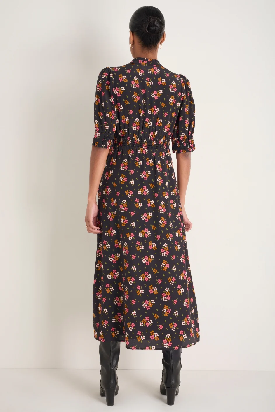 Paulina Silk Dress - Black Spaced Floral - Image 3