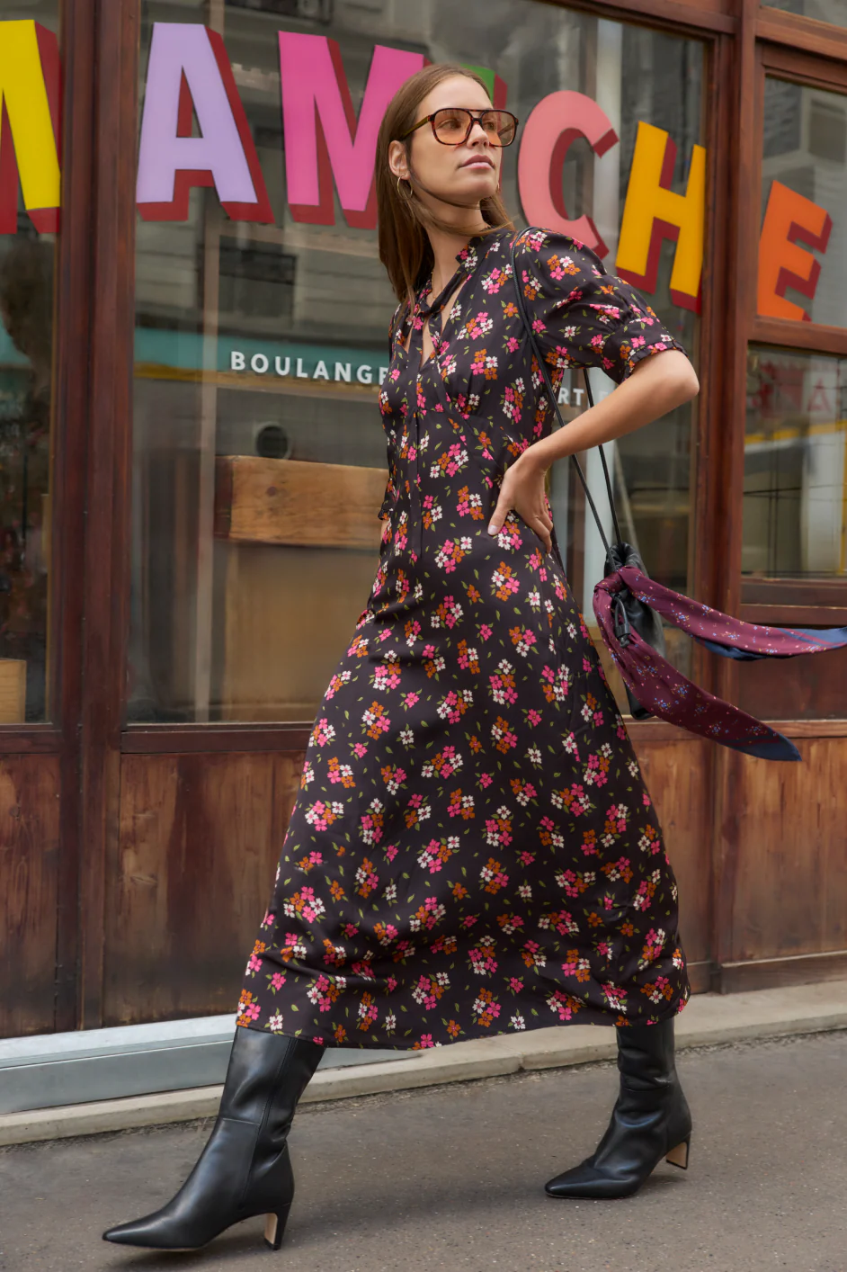 Paulina Silk Dress - Black Spaced Floral - Image 5