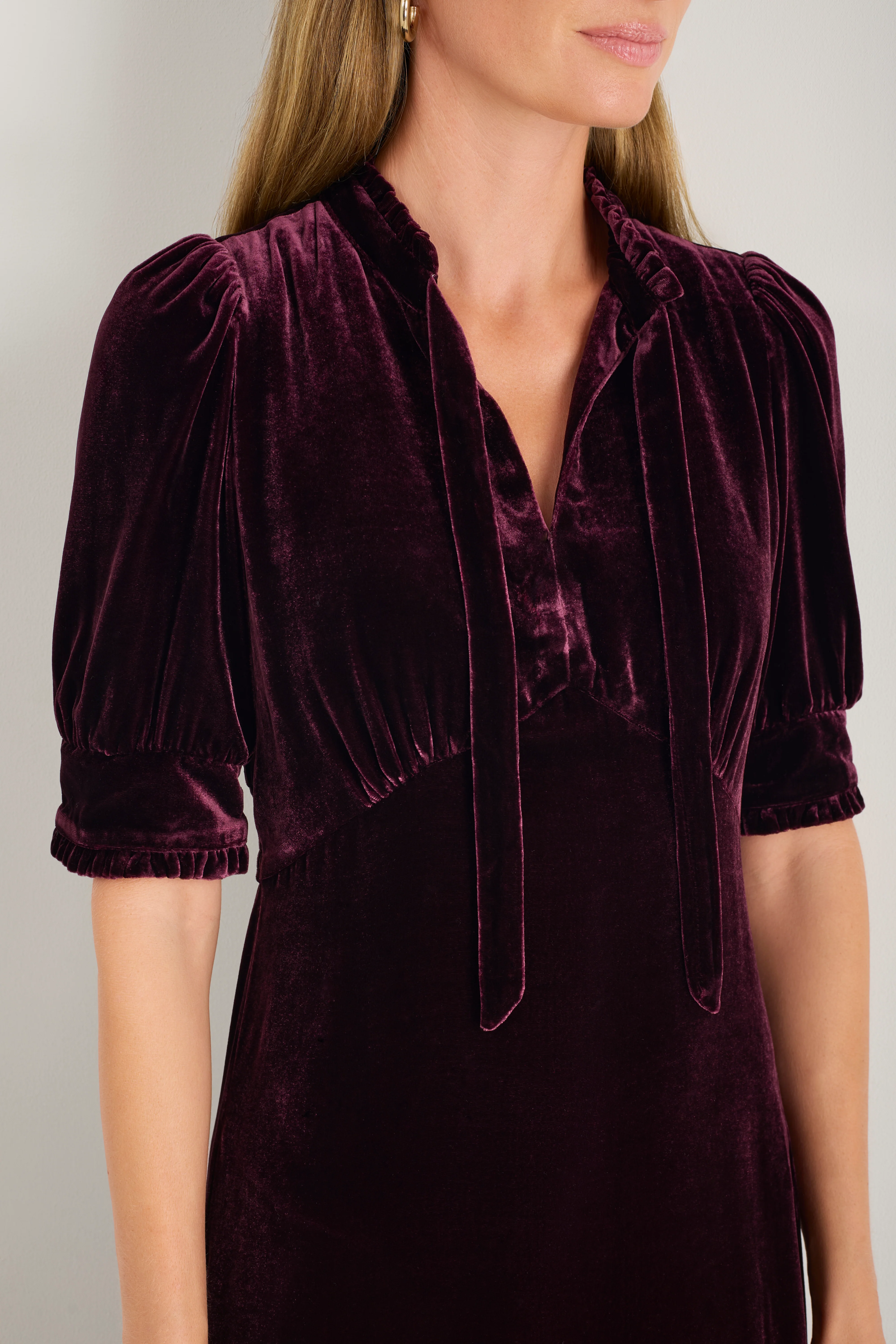 Paulina Silk Velvet Dress - Deep Fig - Image 6