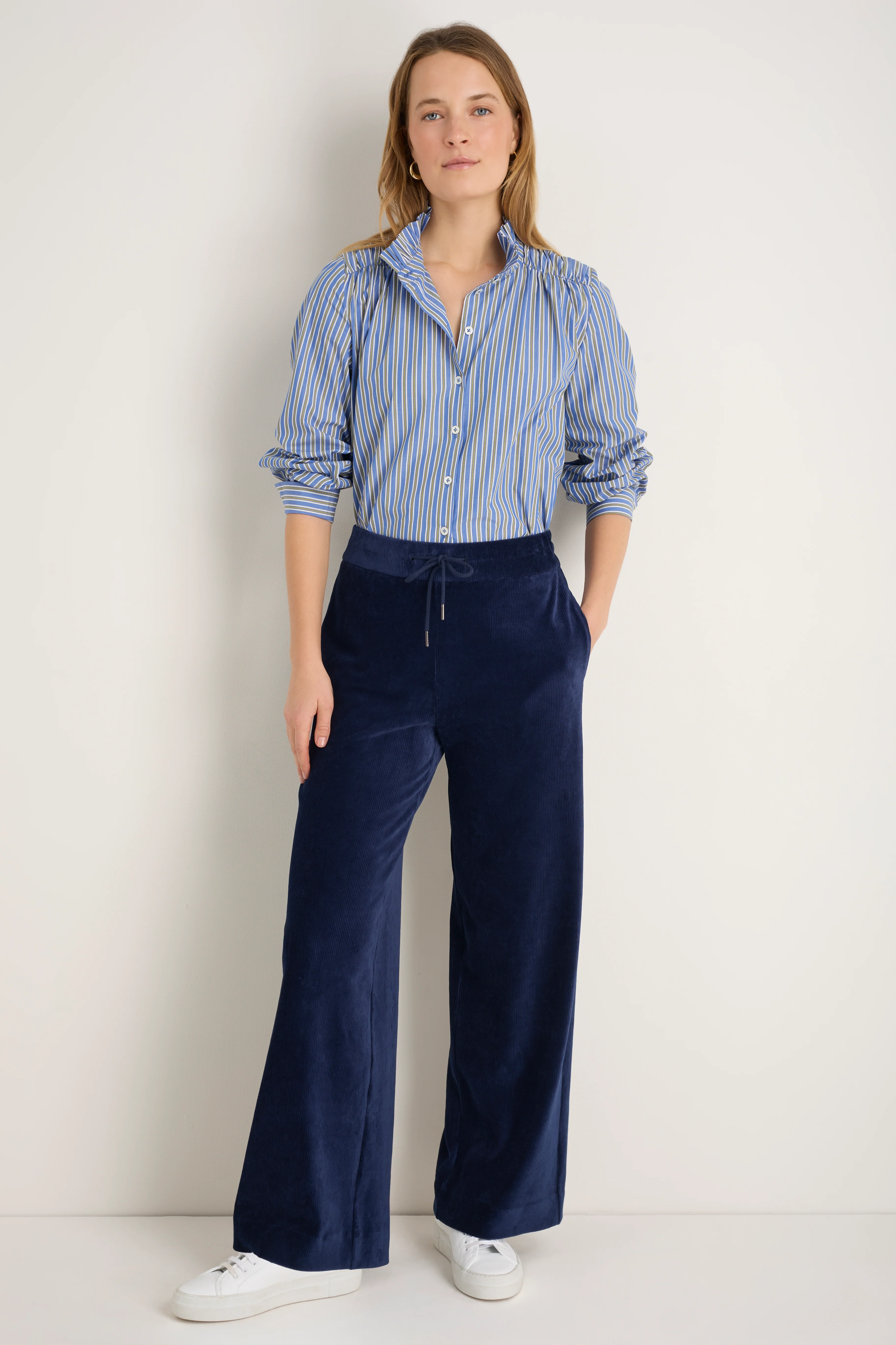 Penny Cord Velour Trouser - Midnight