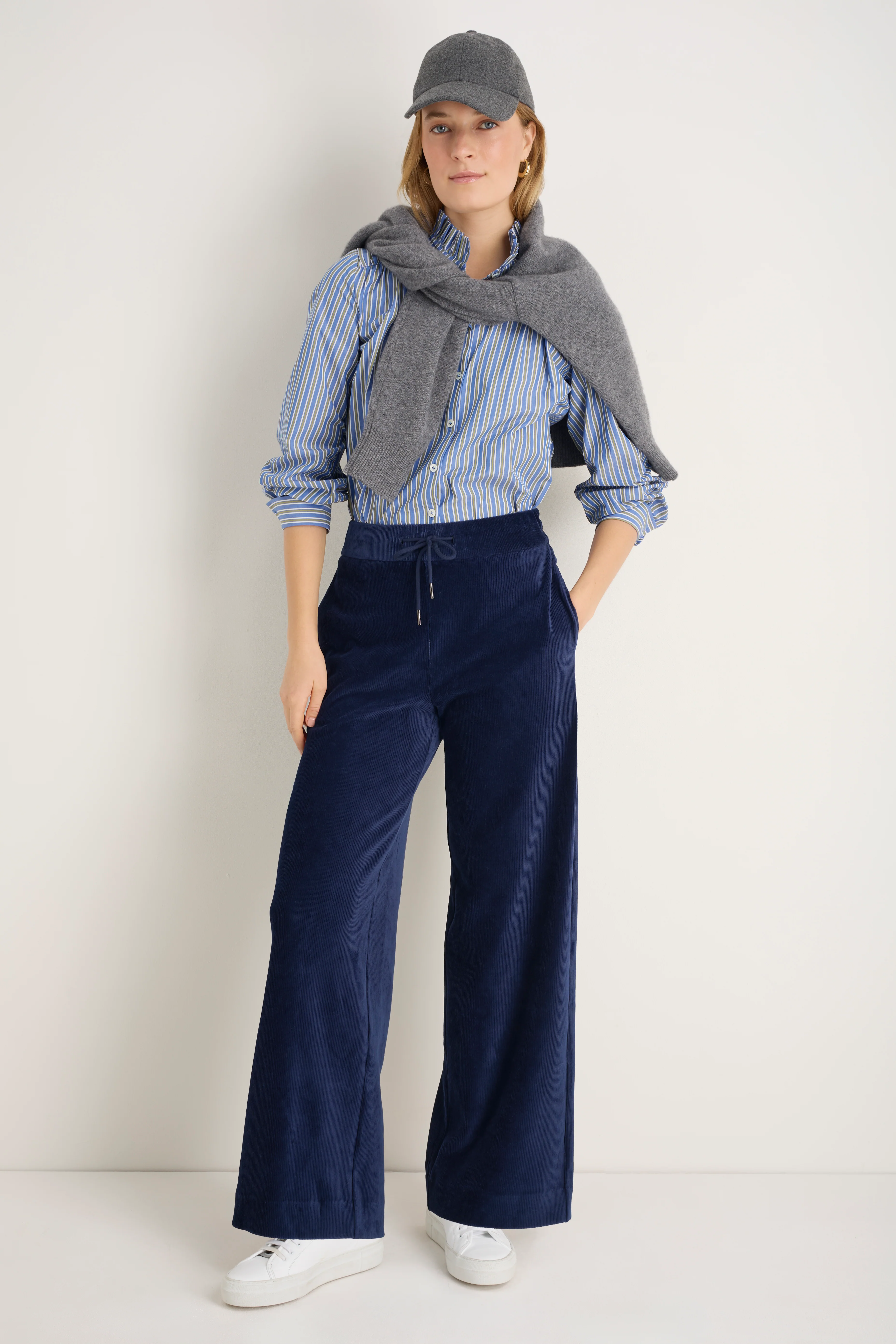 Penny Cord Velour Trouser - Midnight - Image 3