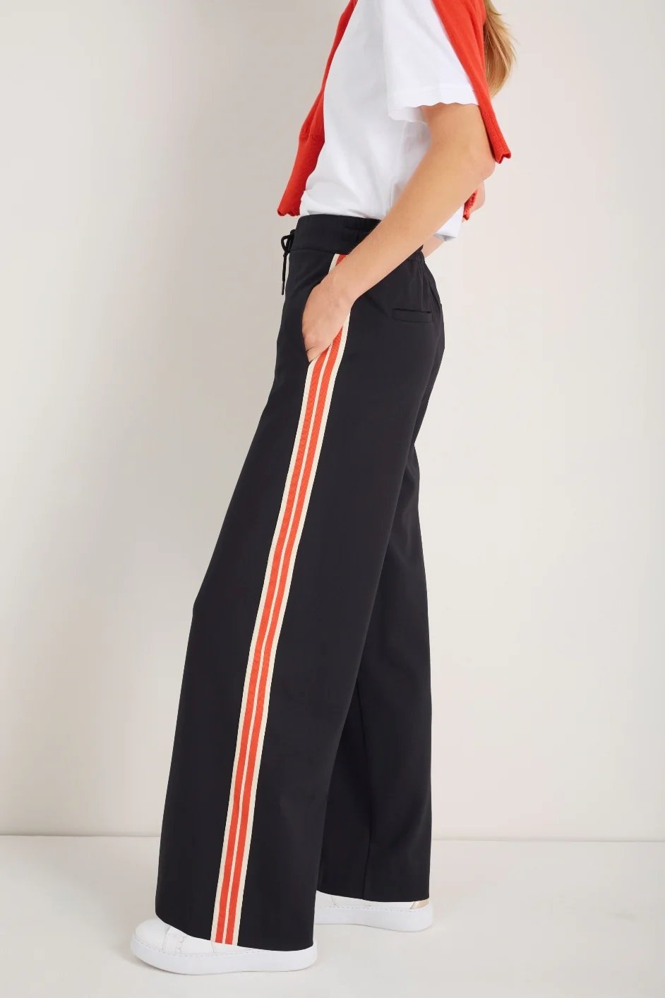 Penny Ponte Trouser - Black/Red - Image 3
