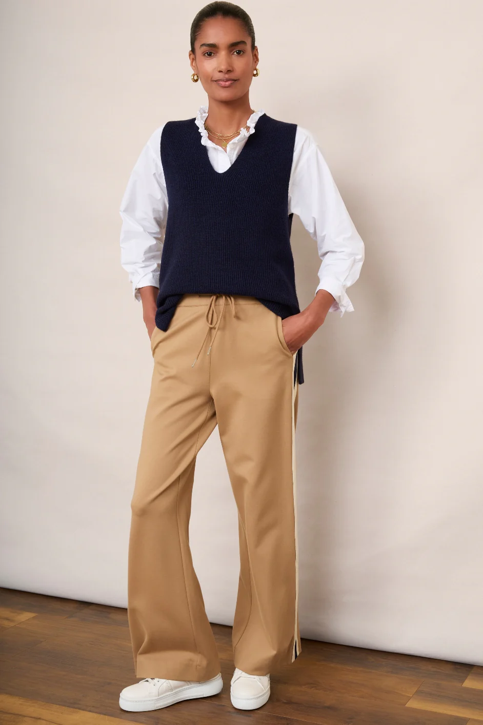 Penny Ponte Wide Leg Trouser - Tan - Image 2