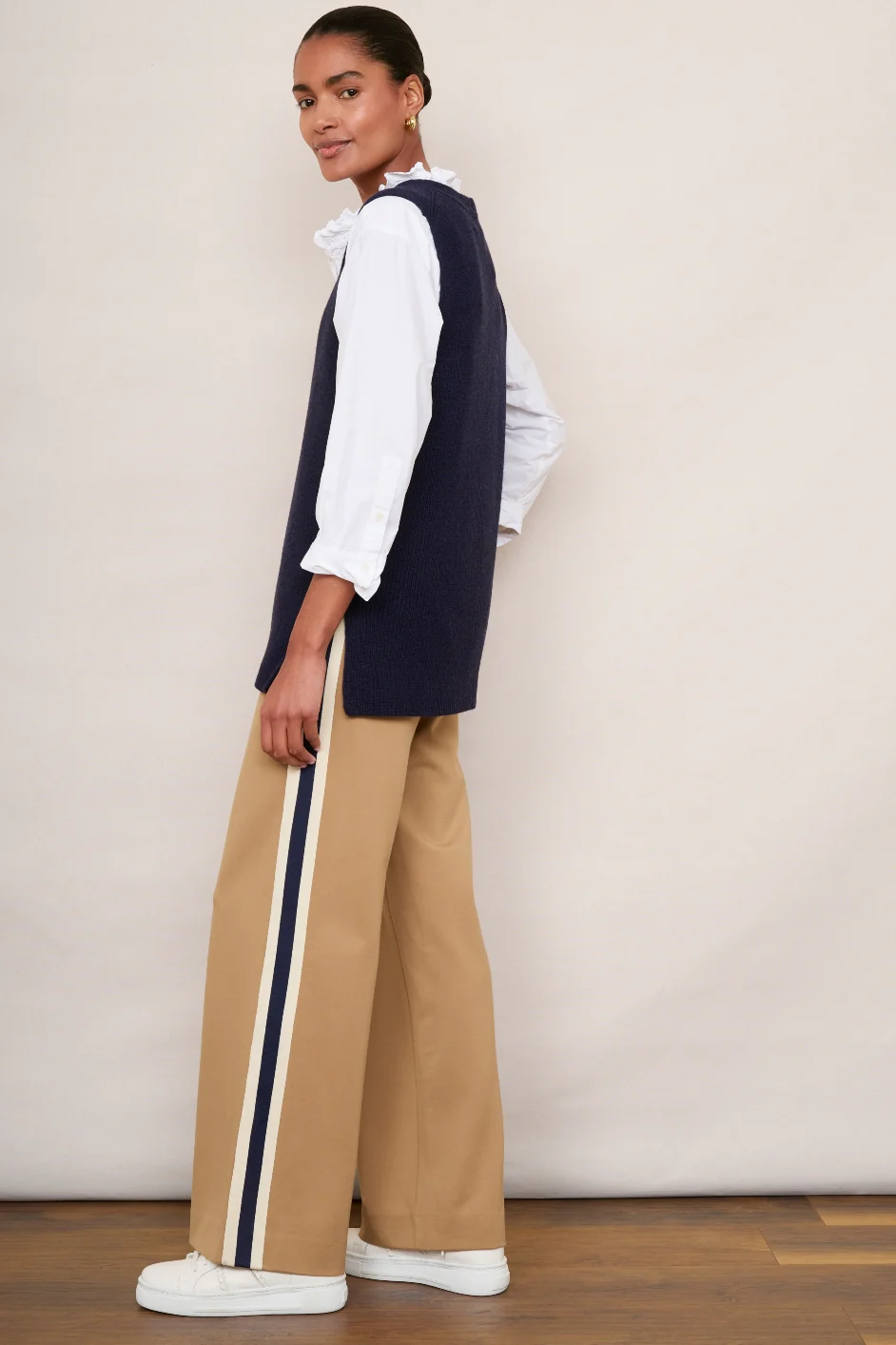 Penny Ponte Wide Leg Trouser - Tan - Image 3