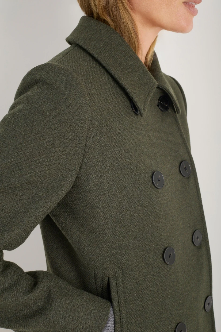 Philippa Pea Coat - Dark Olive - Image 2