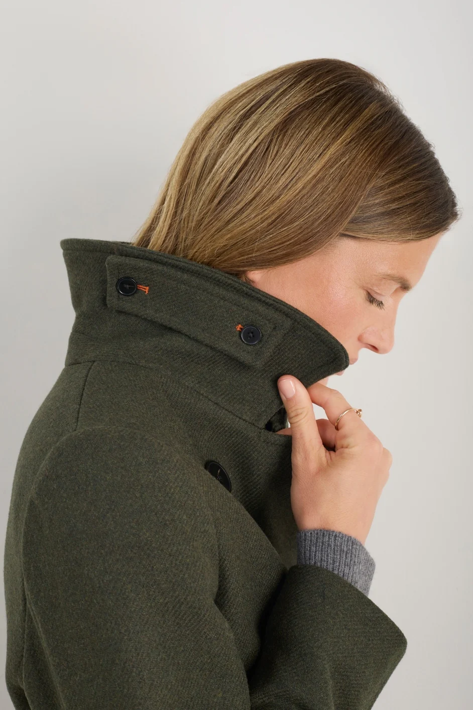 Philippa Pea Coat - Dark Olive - Image 4