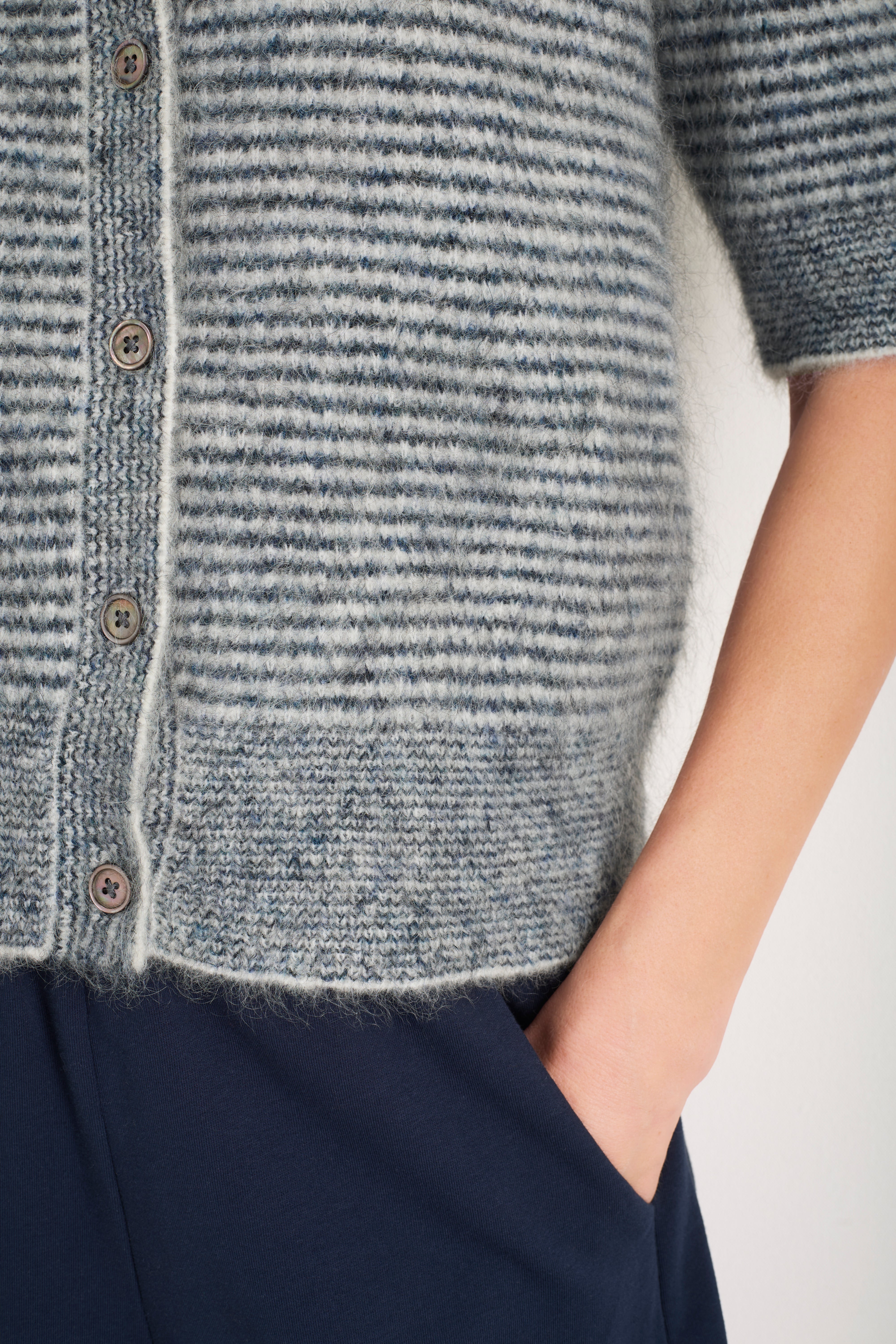 Phoebe Cardigan - Blue/Ivory Stripe - Image 2