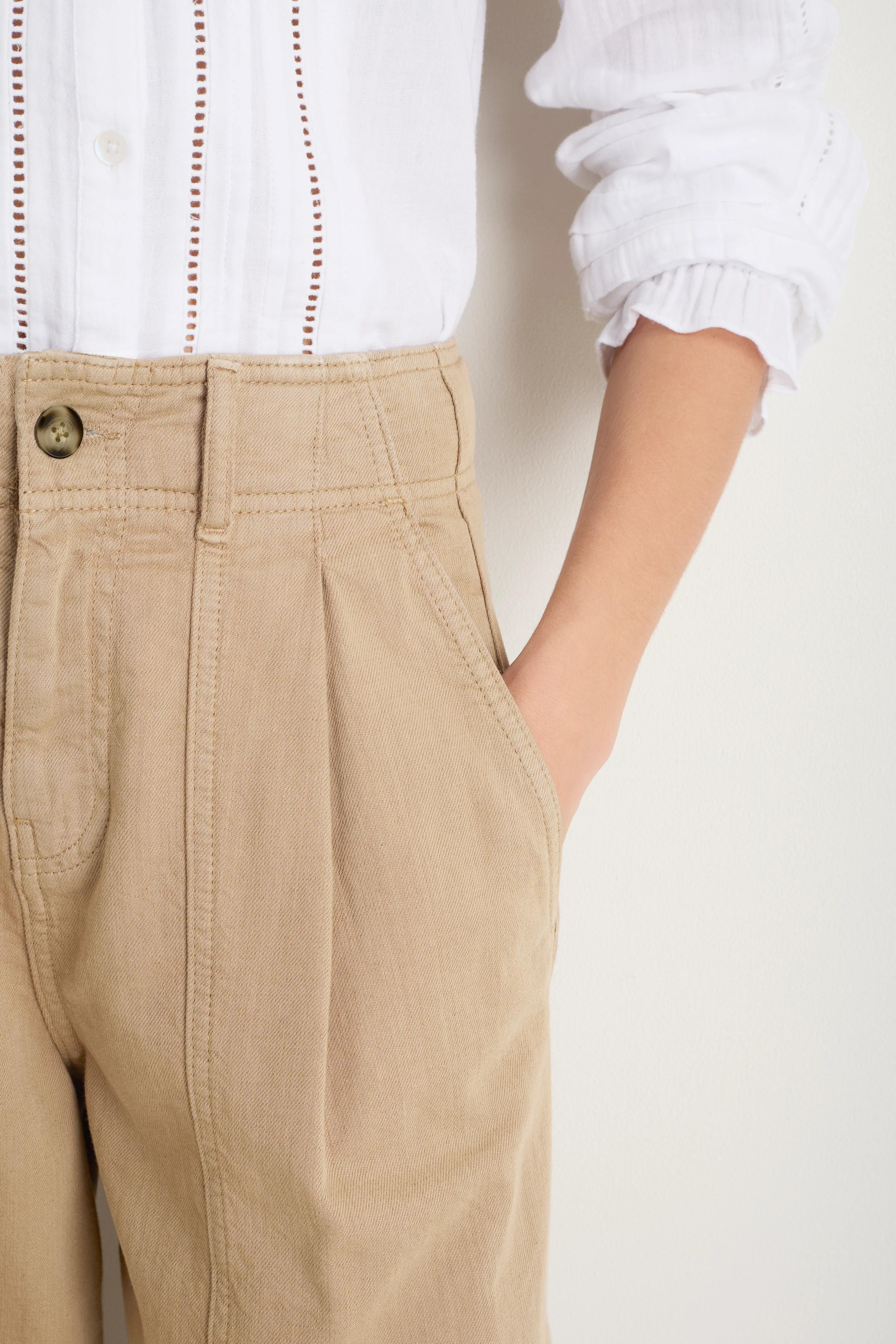 Phoebe Pleat Front Trouser - Dark Oat - Image 2