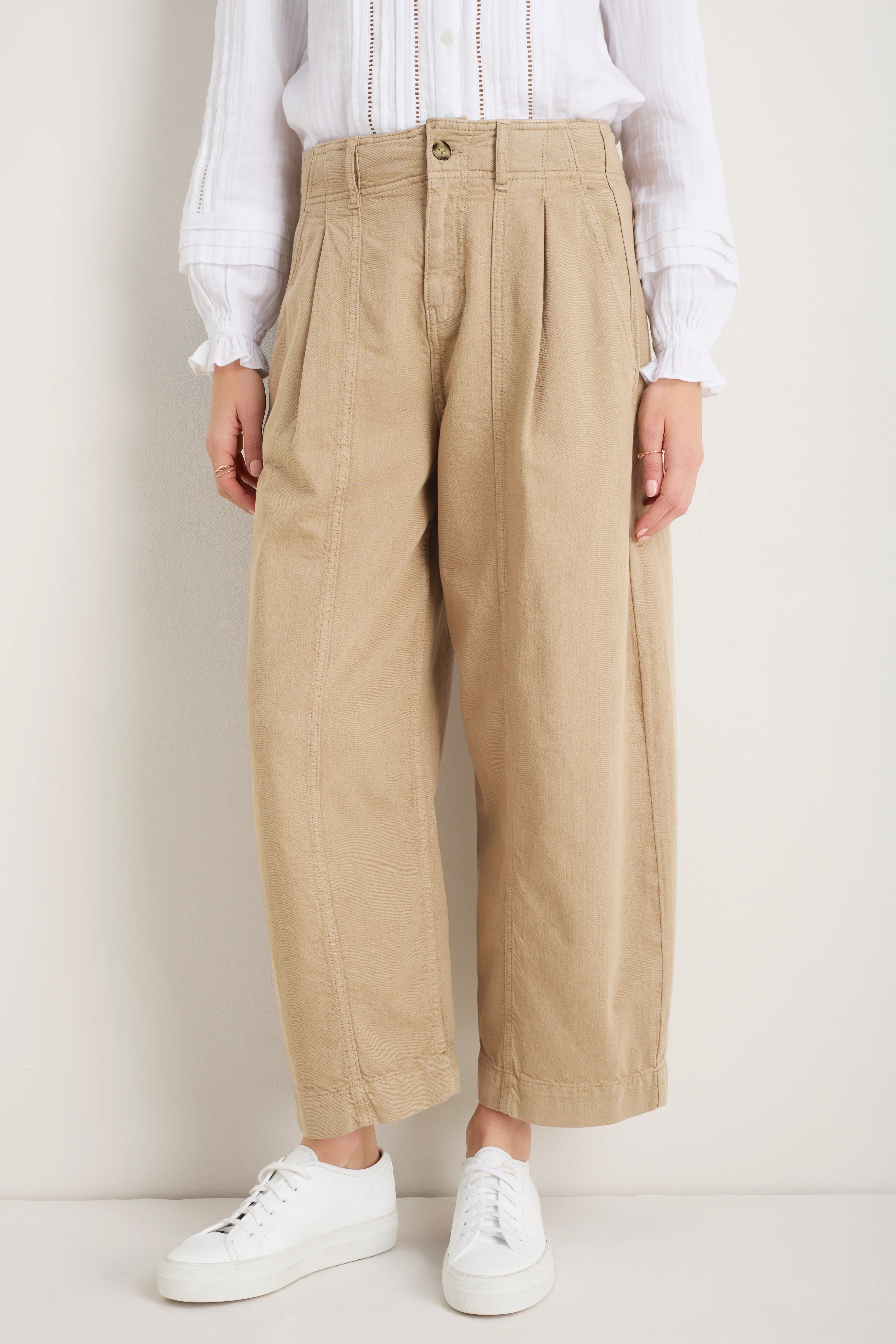 Phoebe Pleat Front Trouser - Dark Oat - Image 3