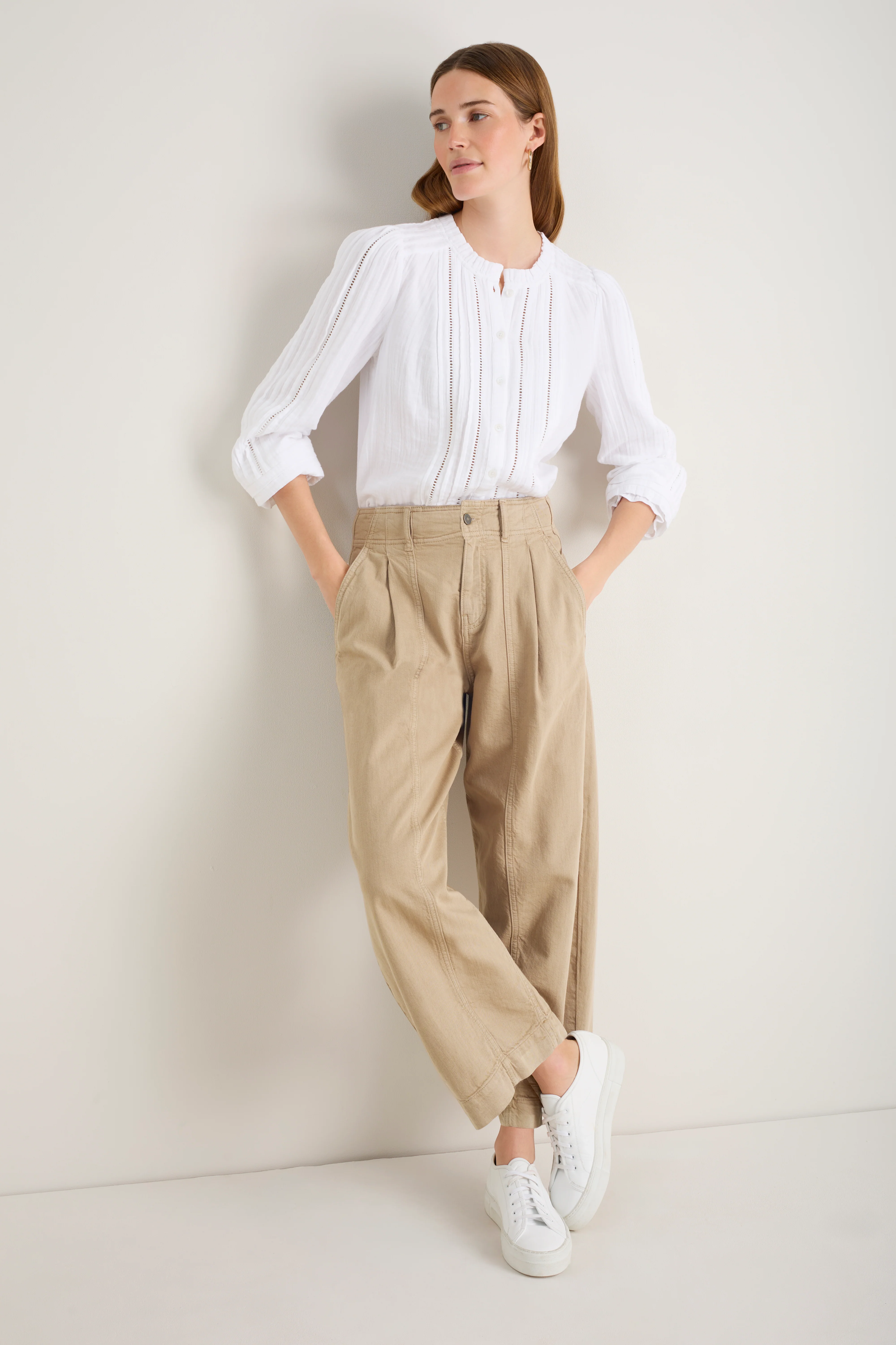 Phoebe Pleat Front Trouser - Dark Oat - Image 5