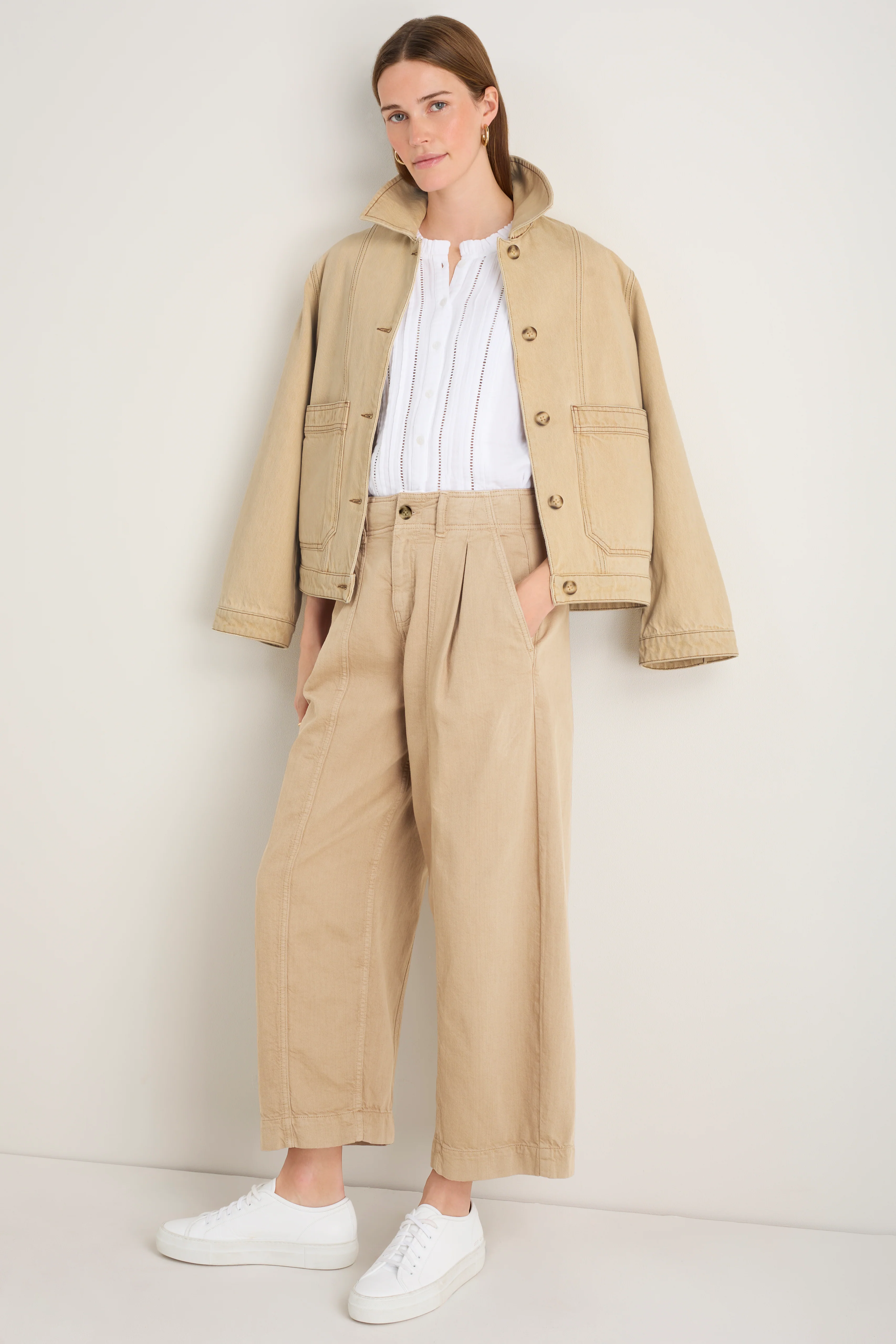 Phoebe Pleat Front Trouser - Dark Oat - Image 6