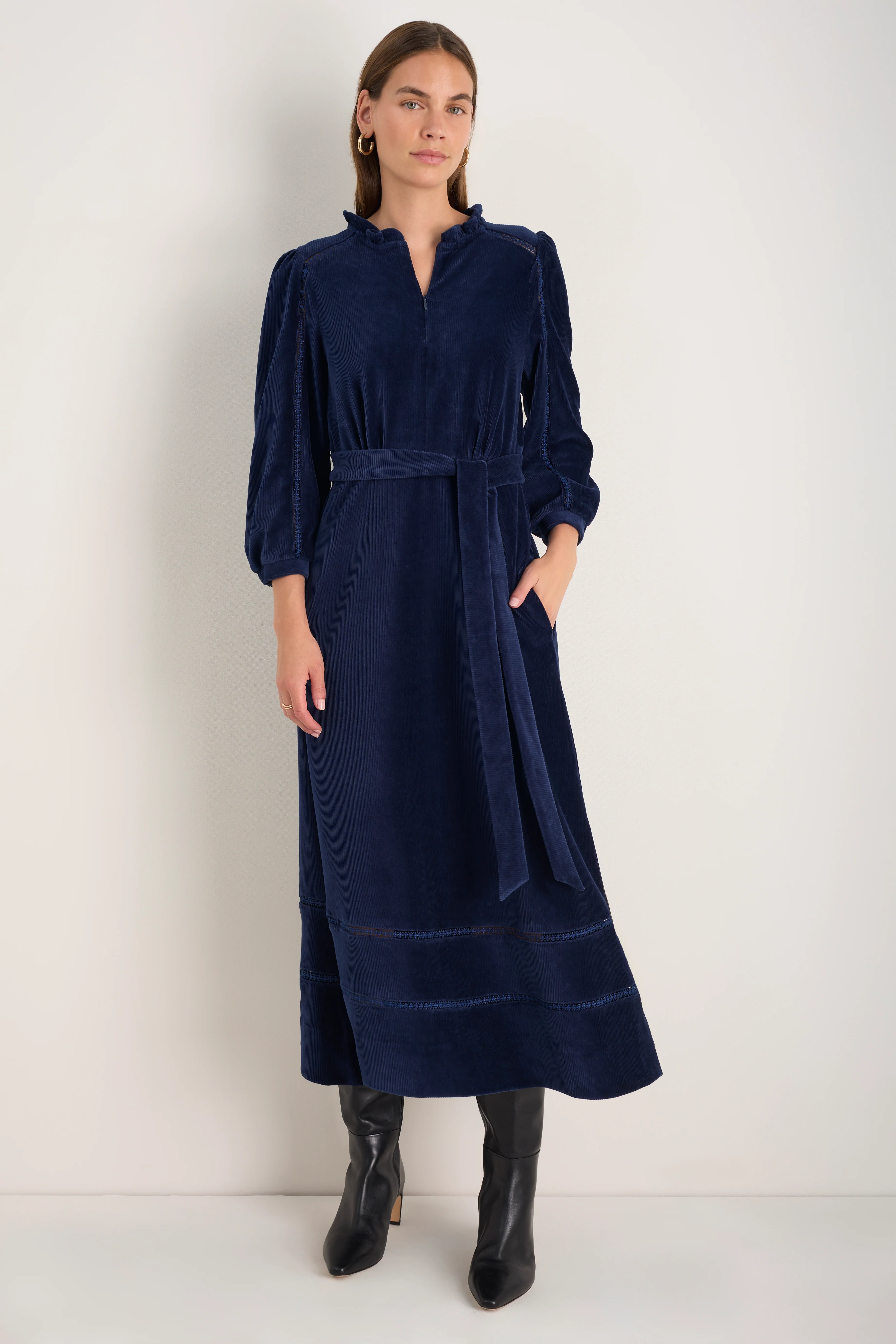 Pia Cord Velour Dress - Midnight - Image 2