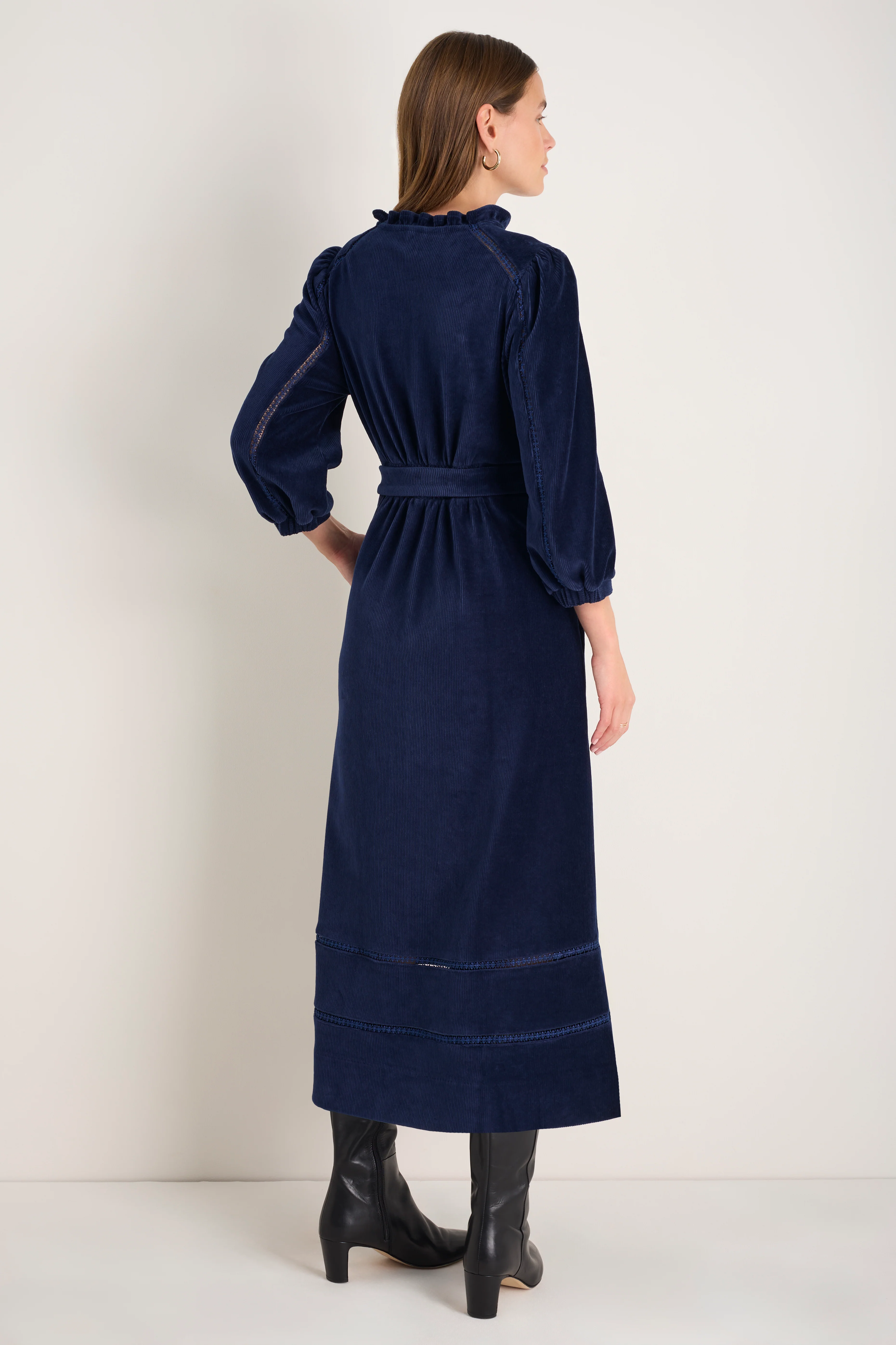 Pia Cord Velour Dress - Midnight - Image 3