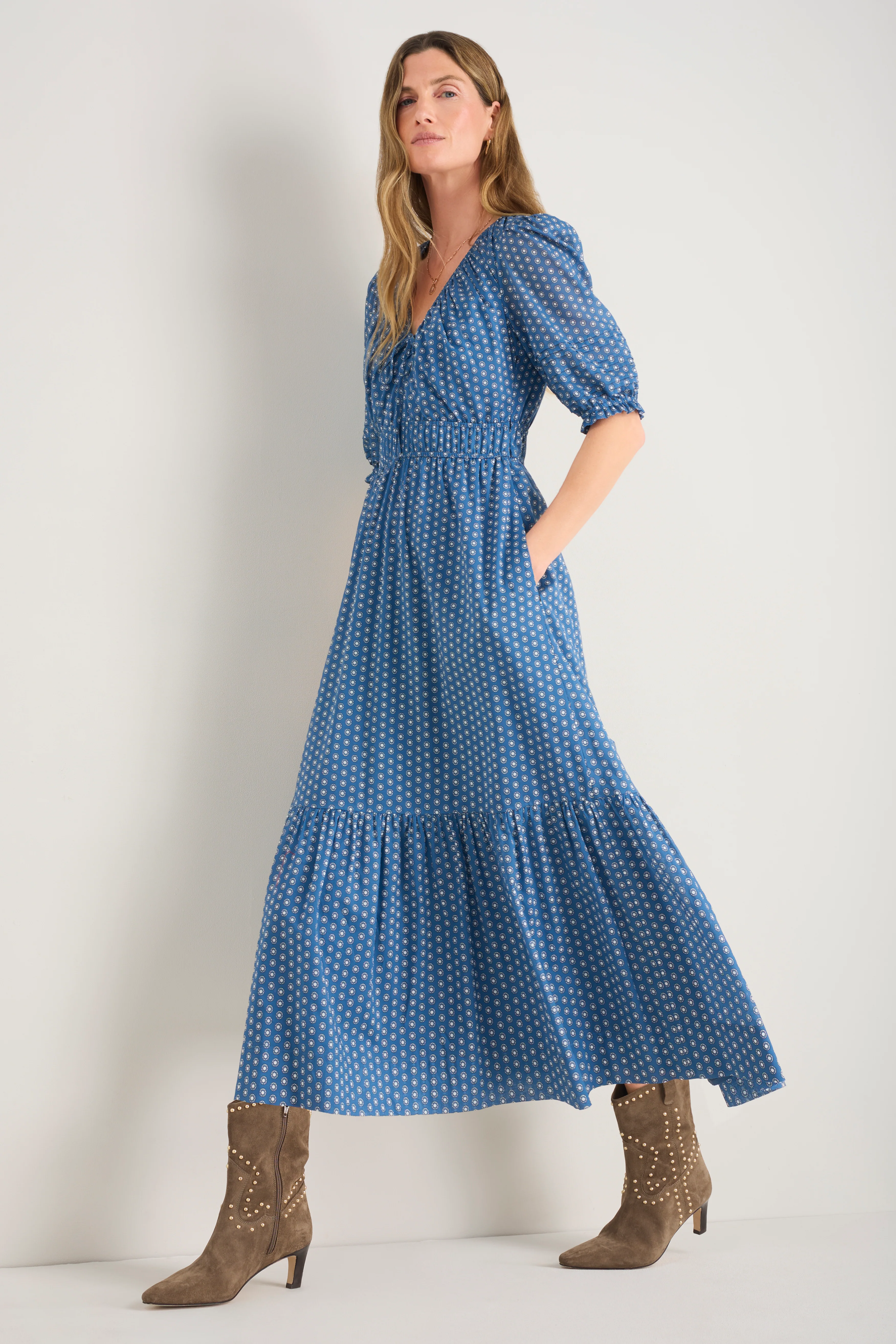 Piper Dress - Chambray Geo Stamp - Image 5