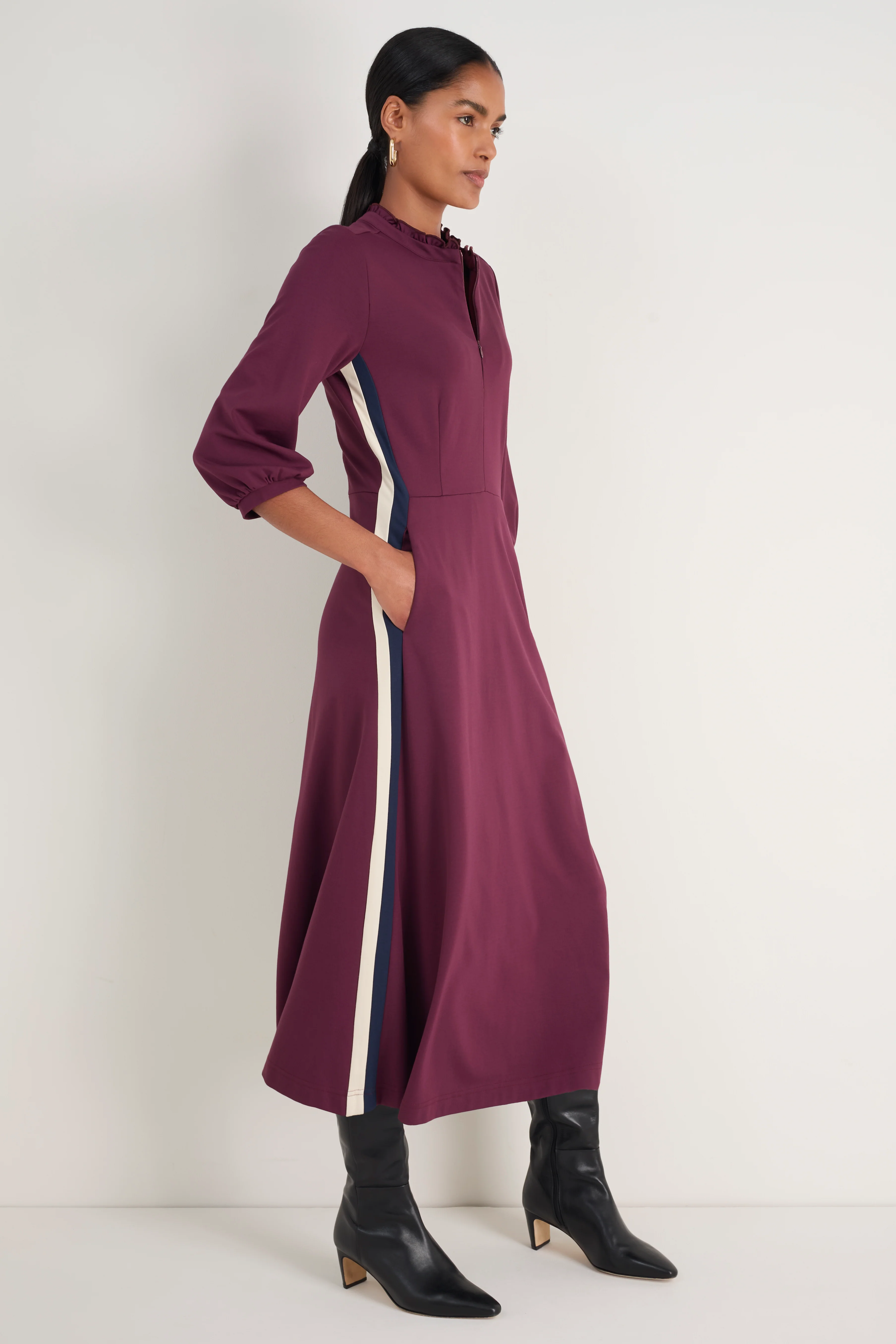 Pippa Ponte Dress - Deep Fig - Image 3