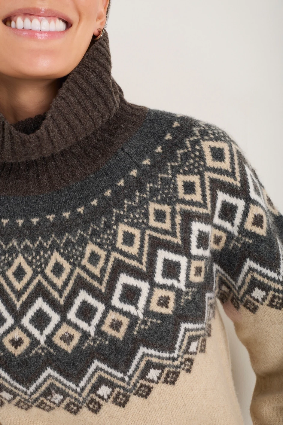 Remi Fairisle Jumper - Oat/Cocoa - Image 2