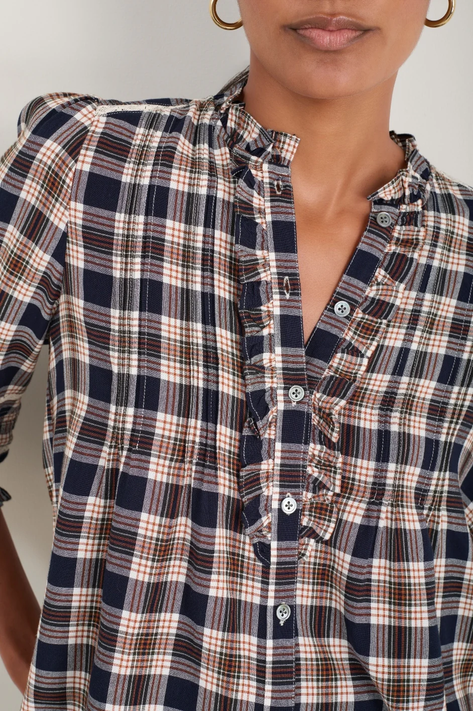Riley Blouse - Tan/Midnight Check - Image 2