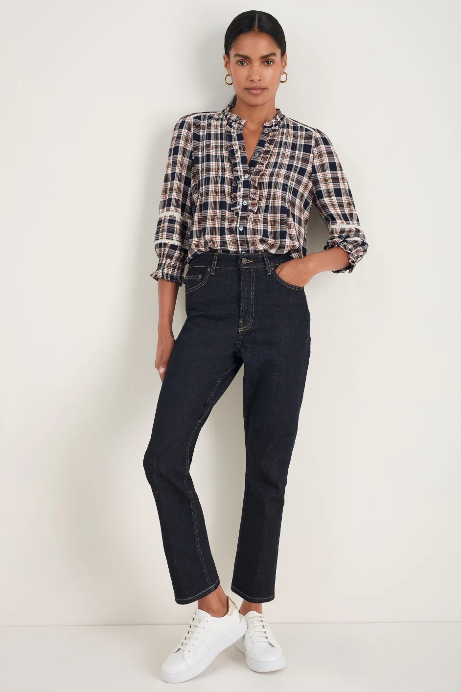 Riley Blouse - Tan/Midnight Check - Image 3