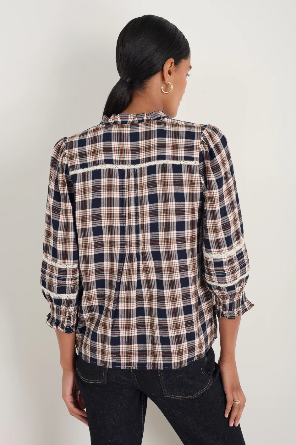 Riley Blouse - Tan/Midnight Check - Image 5