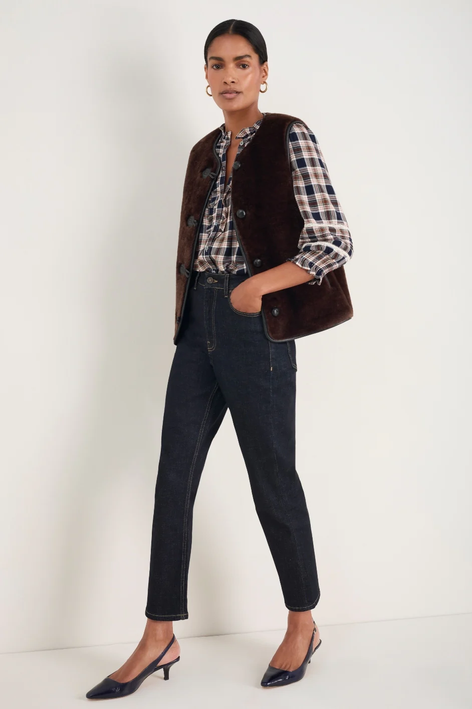 Riley Blouse - Tan/Midnight Check - Image 6