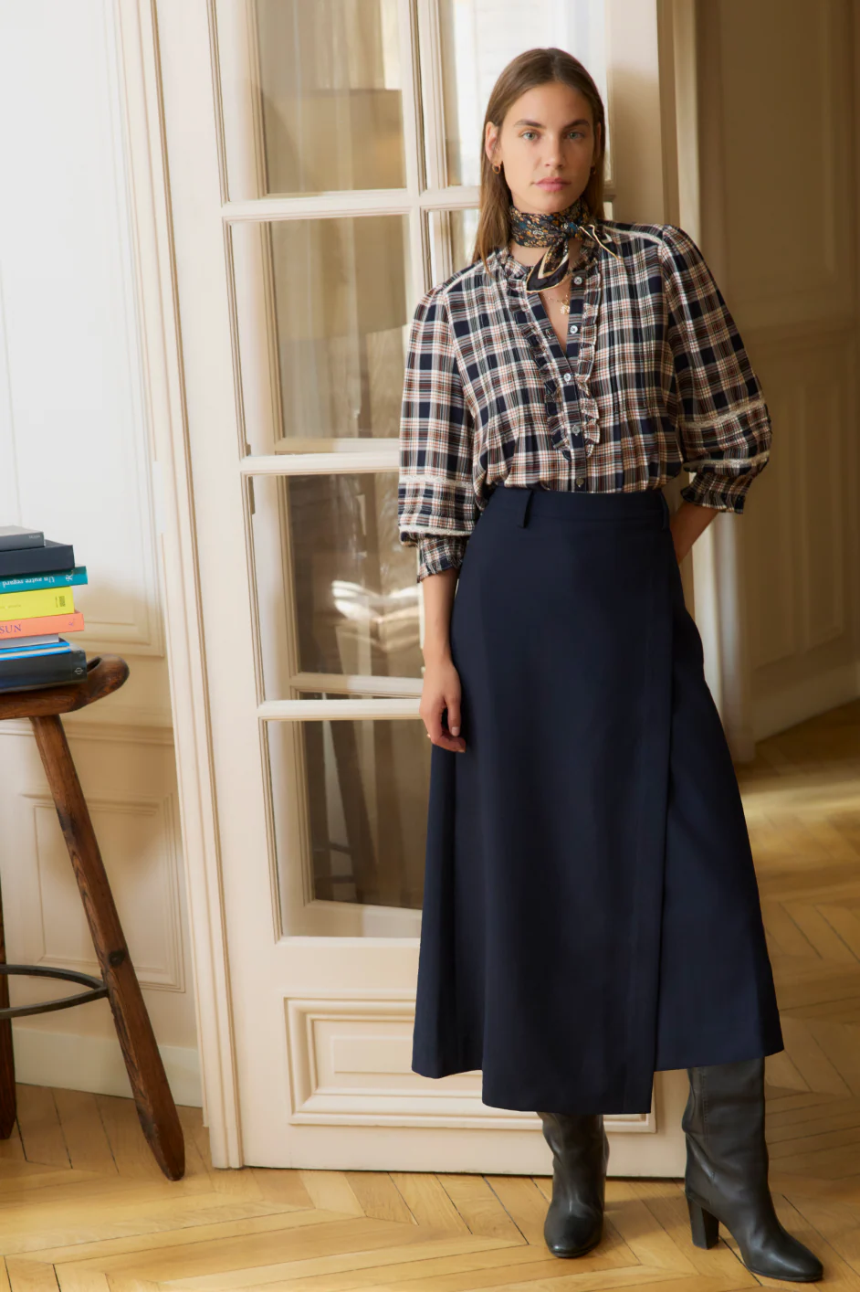 Riley Blouse - Tan/Midnight Check - Image 7