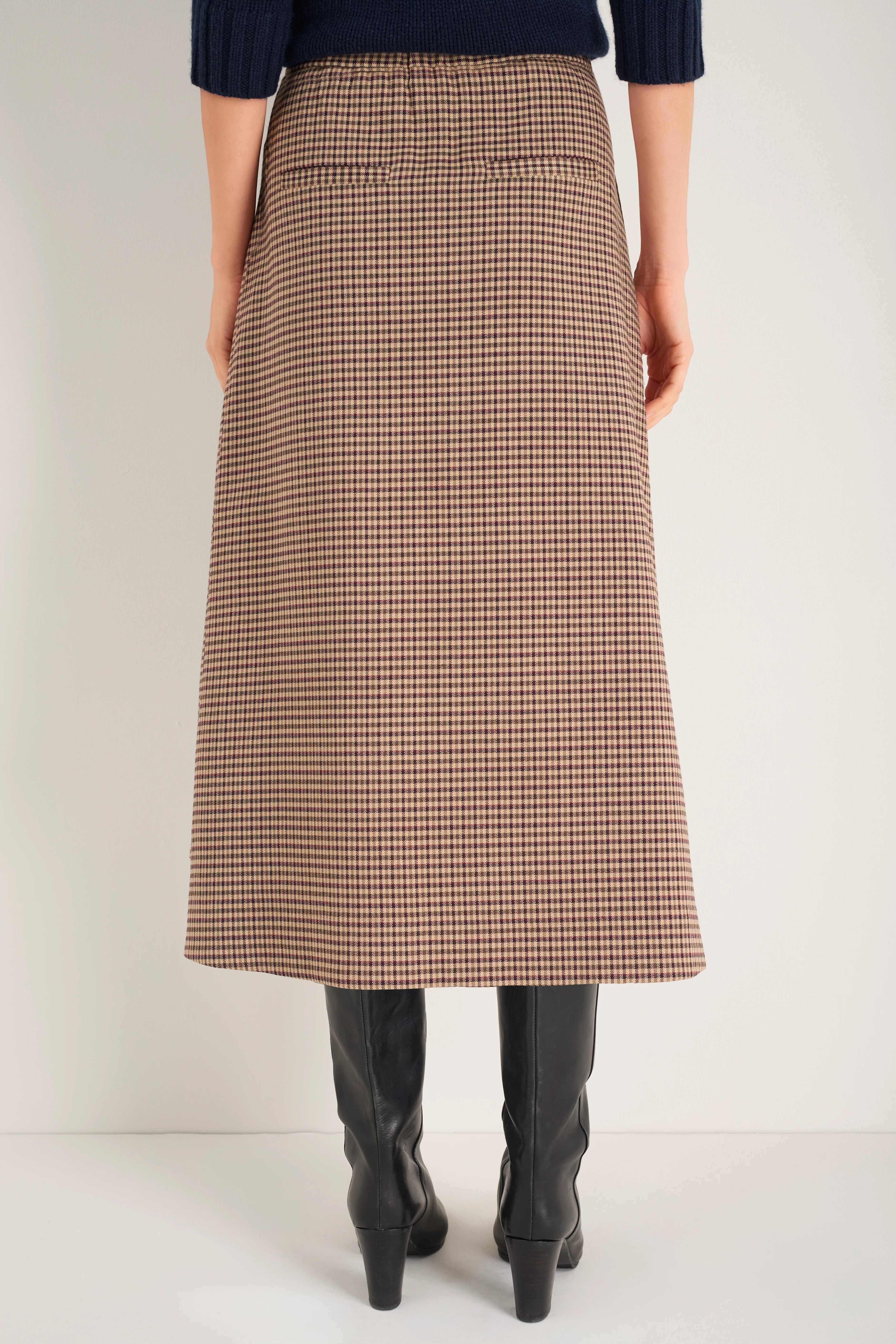 Romily Skirt - Blue/Tan Check - Image 4