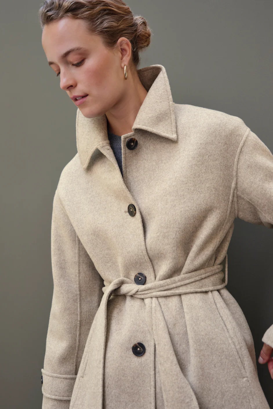 Romy Double Face Wool/Cashmere Coat - Oatmeal Marl - Image 7