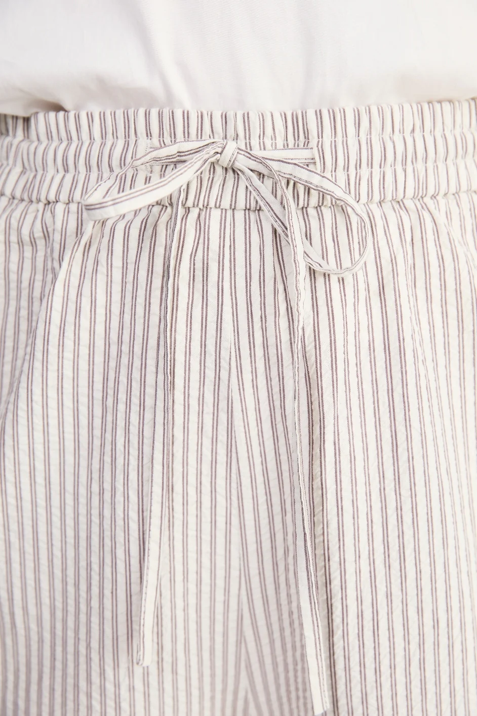 Romy Pull On Seersucker Culotte - Cocoa/Ecru Stripe - Image 3