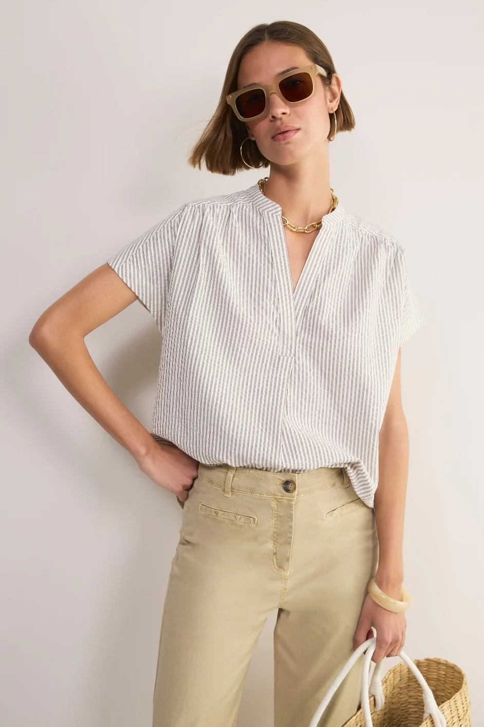 Romy Top - Cocoa/Ecru Stripe - Image 2