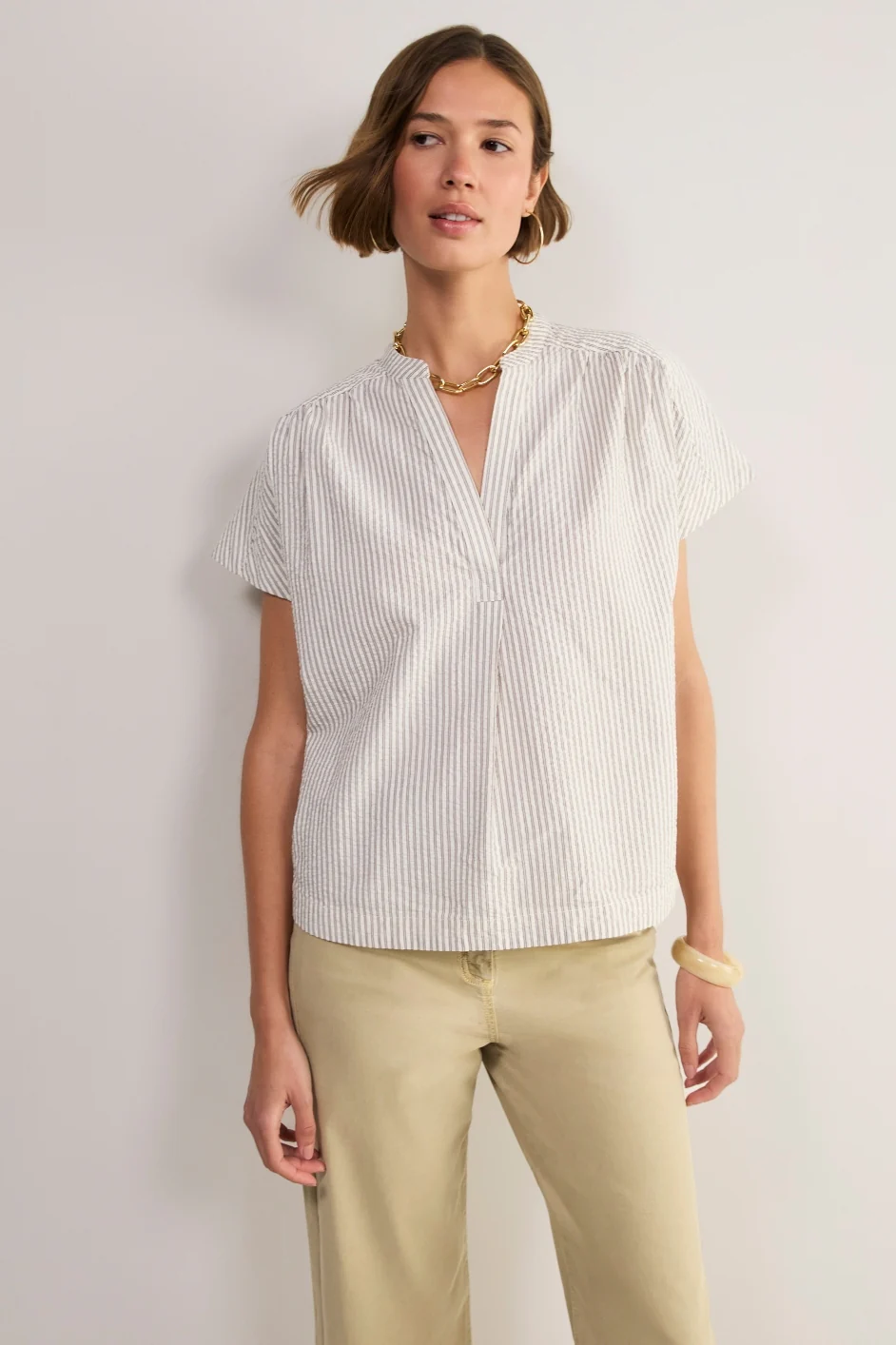 Romy Top - Cocoa/Ecru Stripe - Image 5
