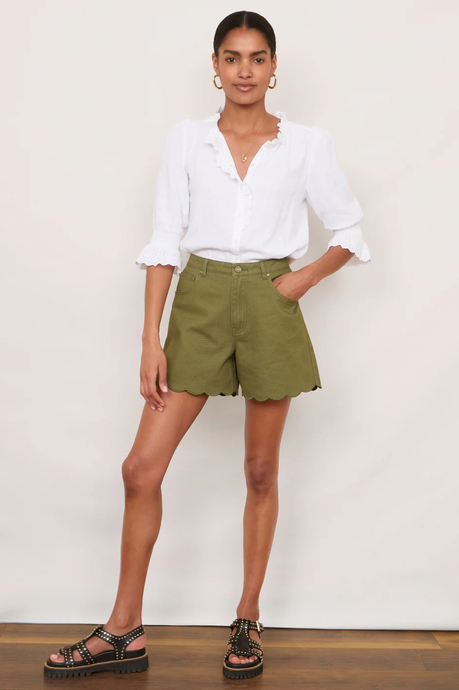Ruby Scallop Short - Khaki - Image 2