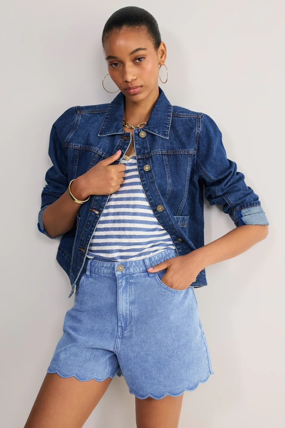 Ruby Soft Scallop Short - Washed Blue - Image 4