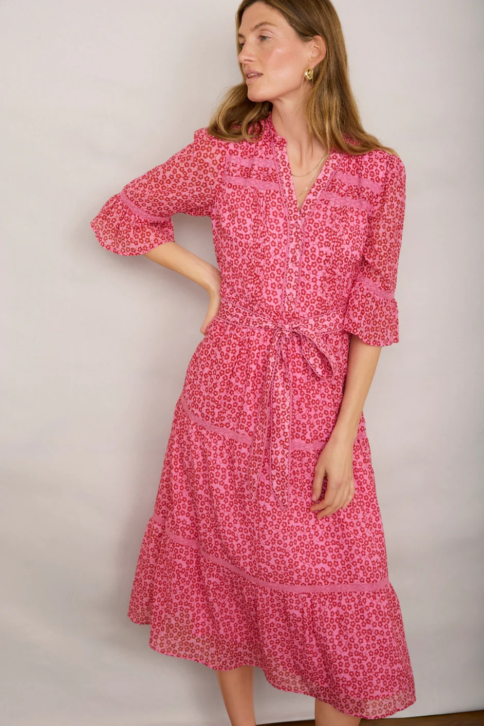 Samara Dress - Candy Pink Daisy Floral - Image 3