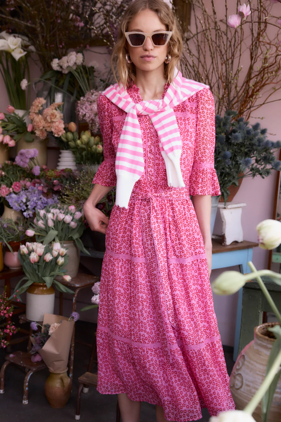 Samara Dress - Candy Pink Daisy Floral - Image 9